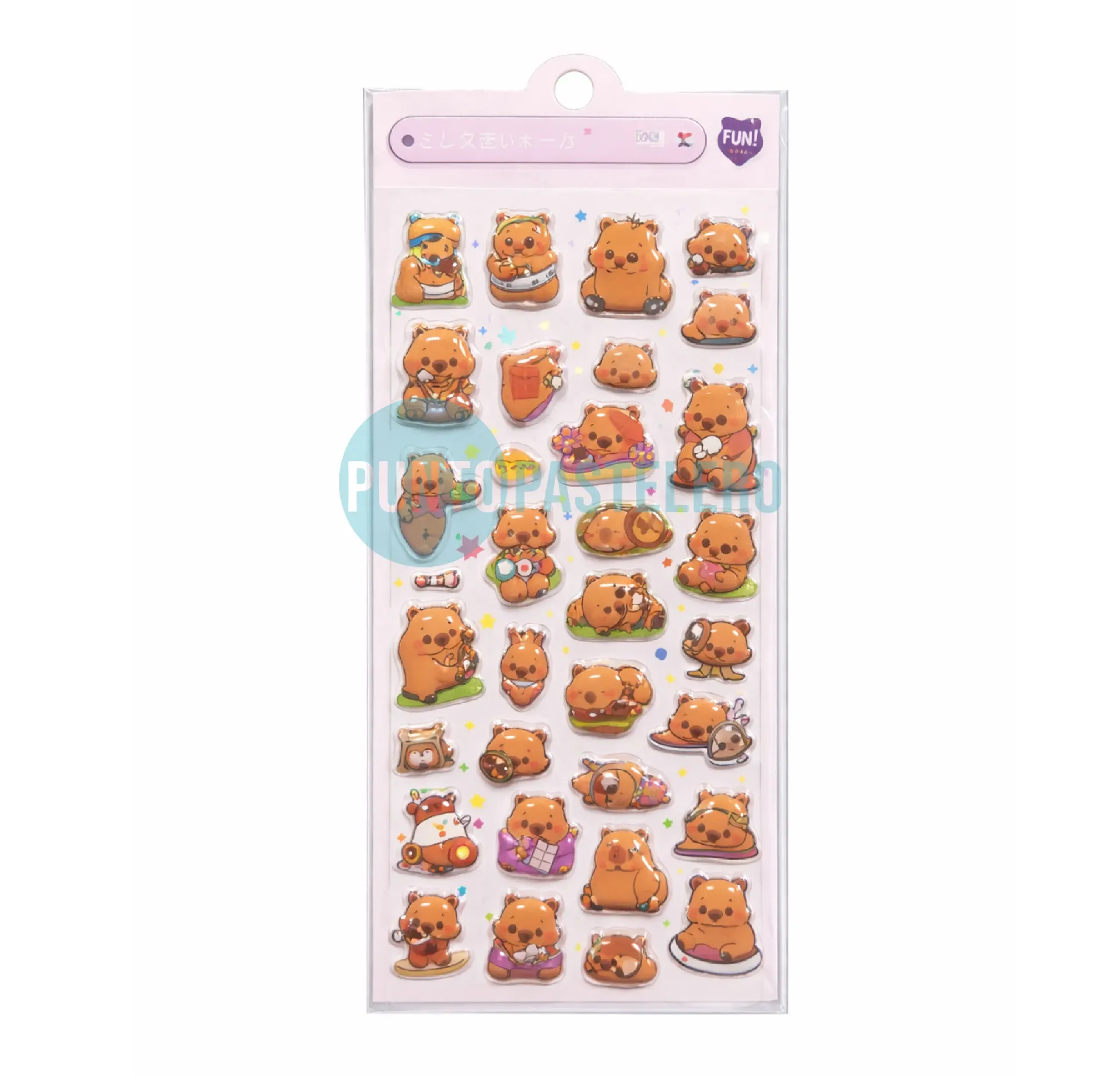 PLANCHA DE STICKER CAPIBARA 3D (22A7/B7)