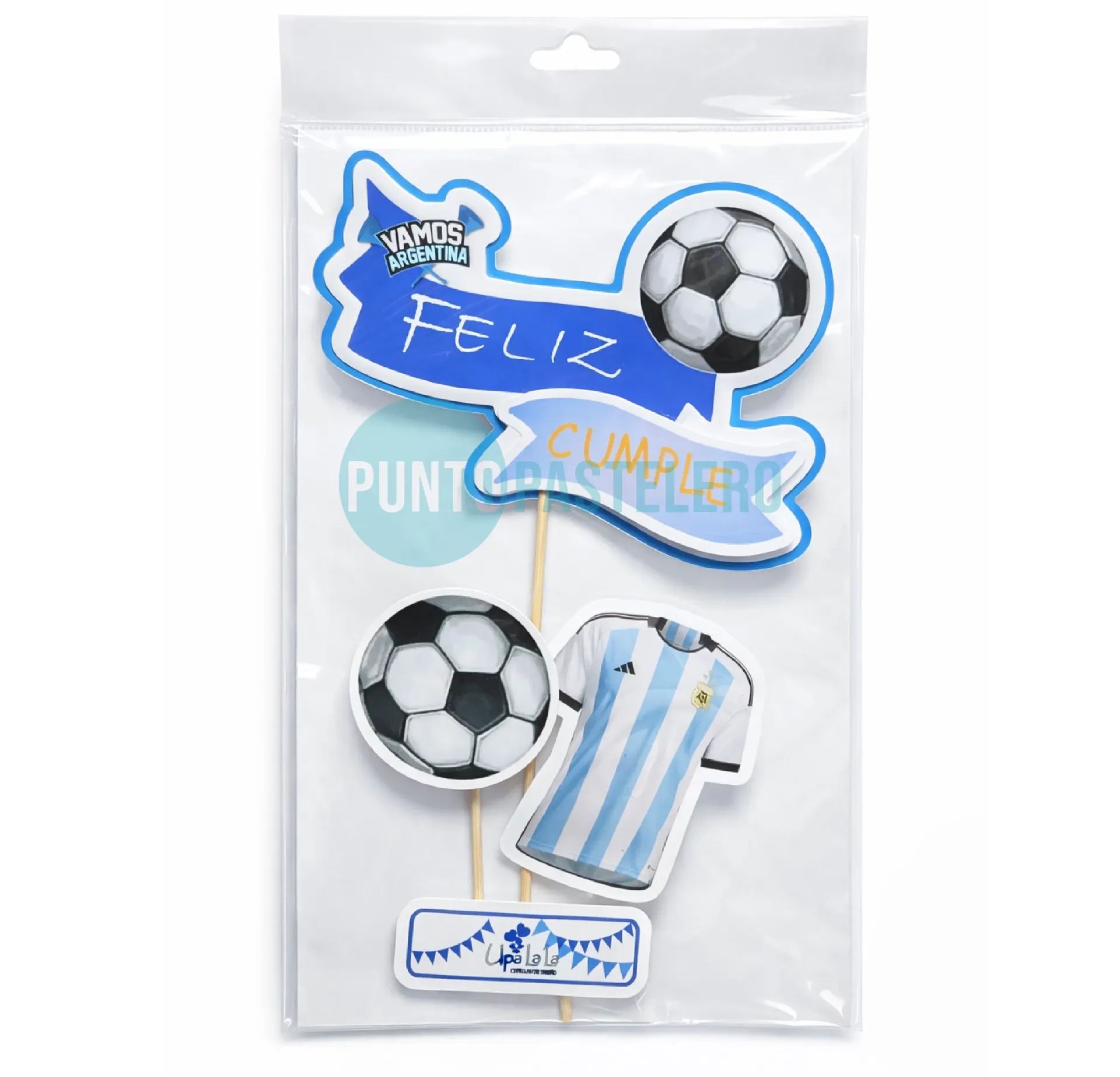 ADORNO SET FELIZ CUMPLE 3D MESSI ARGENTINA
