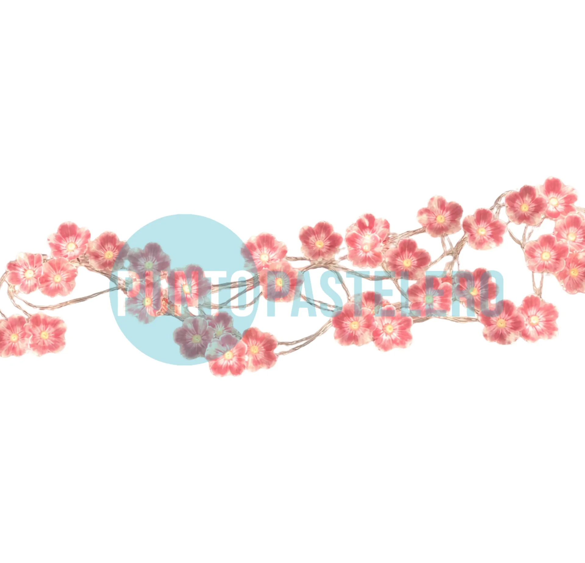 GUIRNALDA LED 20 LUCES FLORES (2.80 MT) (ROSA) (PILA AA)