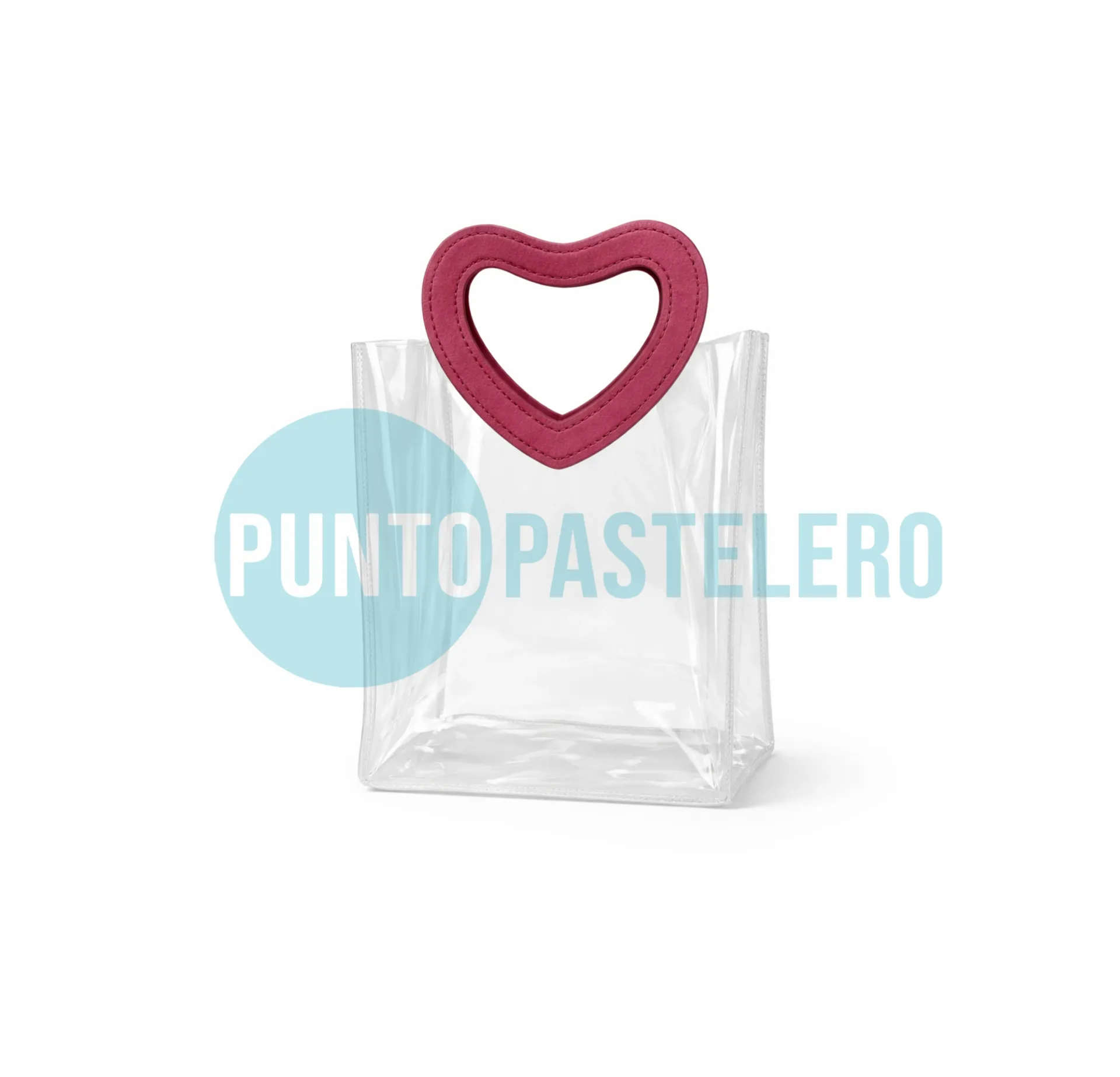[00123769] BOLSA PVC TRANSPARENTE CON MANIJA CORAZON DE CUERINA (18X20X10 CM)