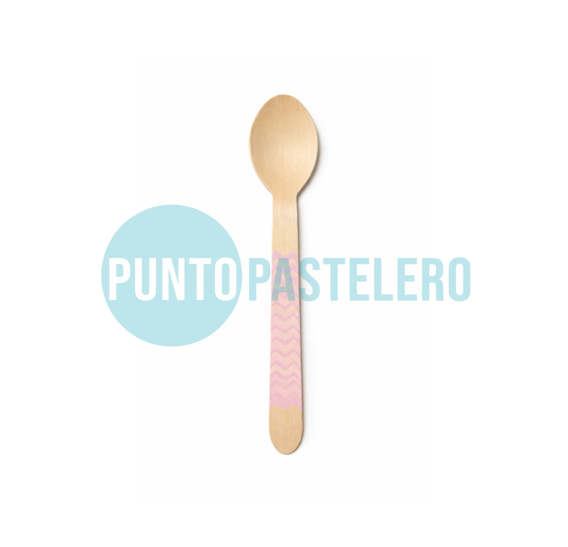 [1000000093575] CUCHARA DE MADERA GRANDE ZIG ZAG ROSA (16 CM) (X 10 U.)