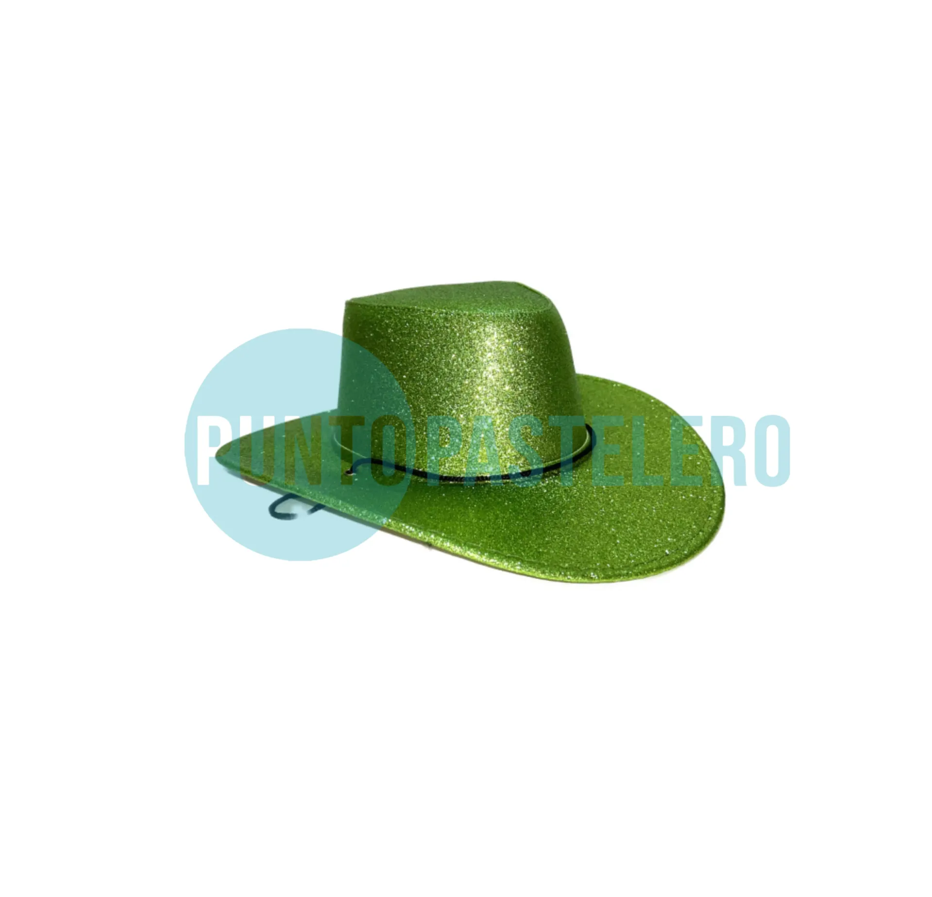GORRO COWBOY LISO CON GLITTER VERDE