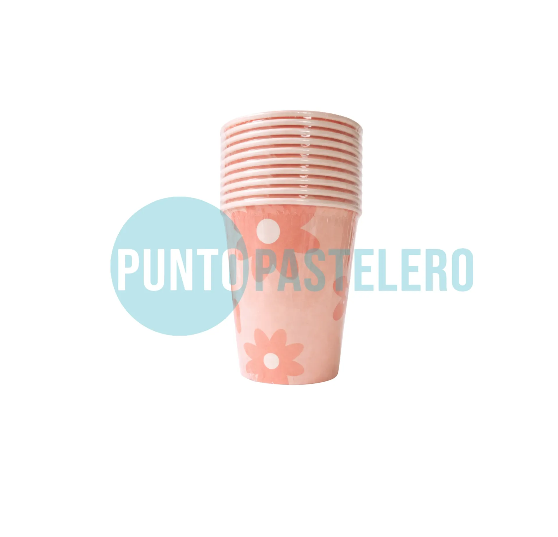 VASO POLIPAPEL "MARGARITAS" ROSA VIEJO (10 U.)