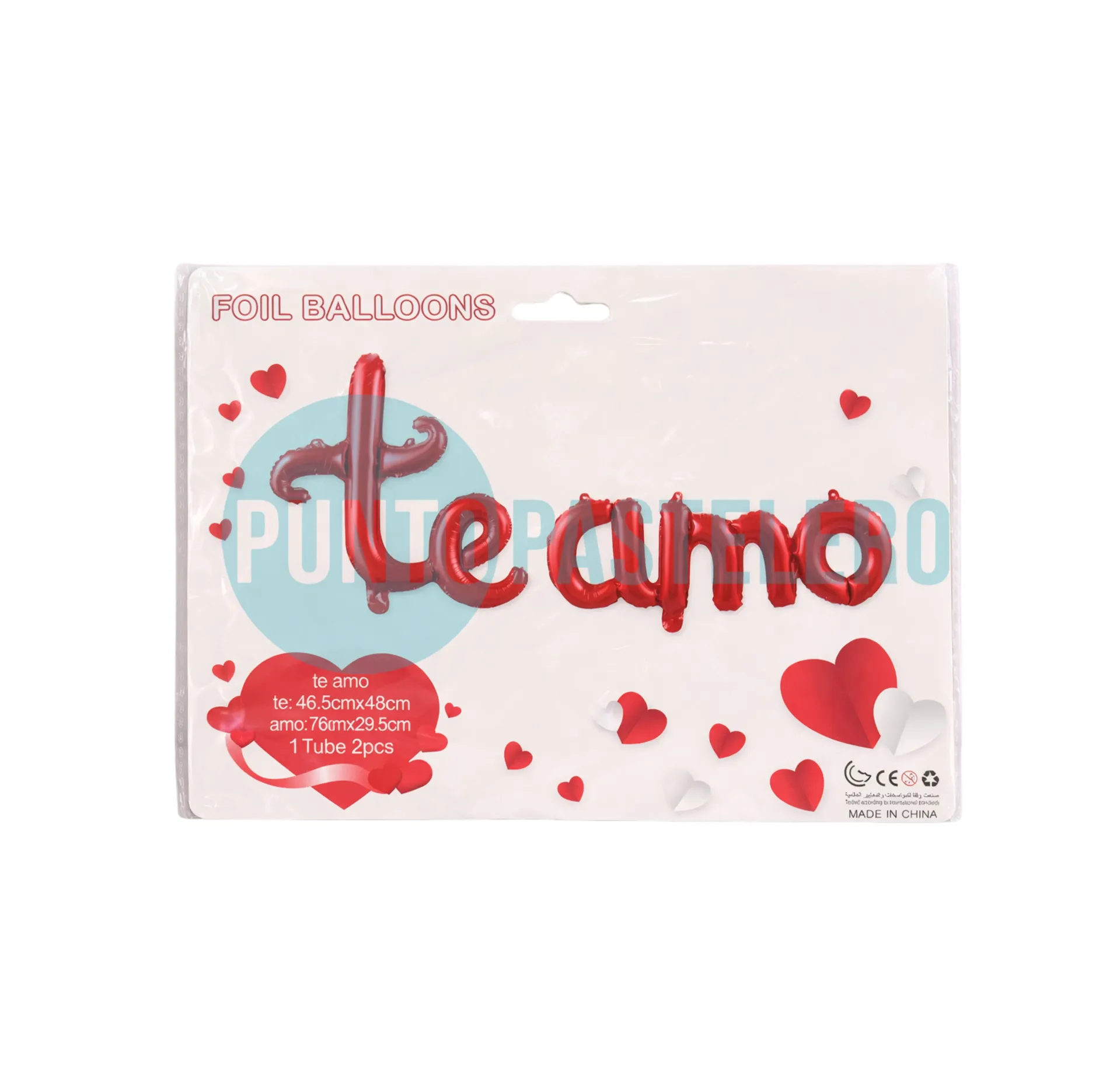 [6100202618615] GLOBO FRASE TE AMO (30 X 125 CM) (ROJO)