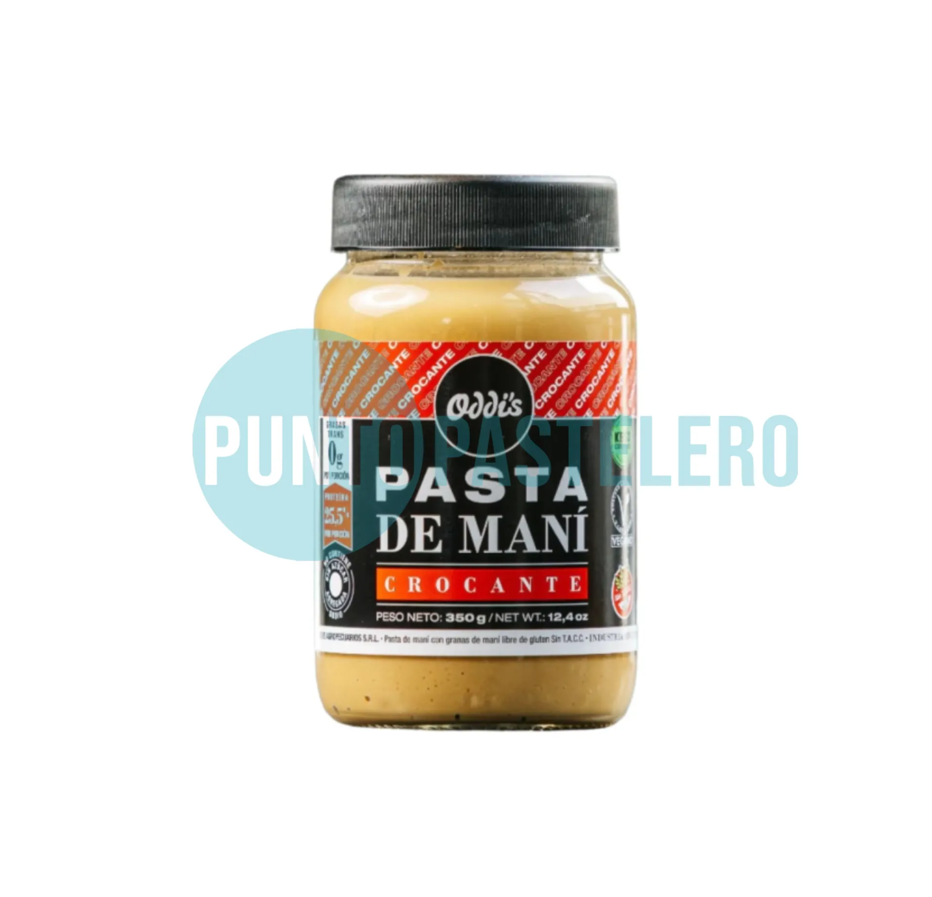 [7798043433291] PASTA DE MANI NATURAL CROCANTE ODDIS (X 370 GR.) (SIN TACC)