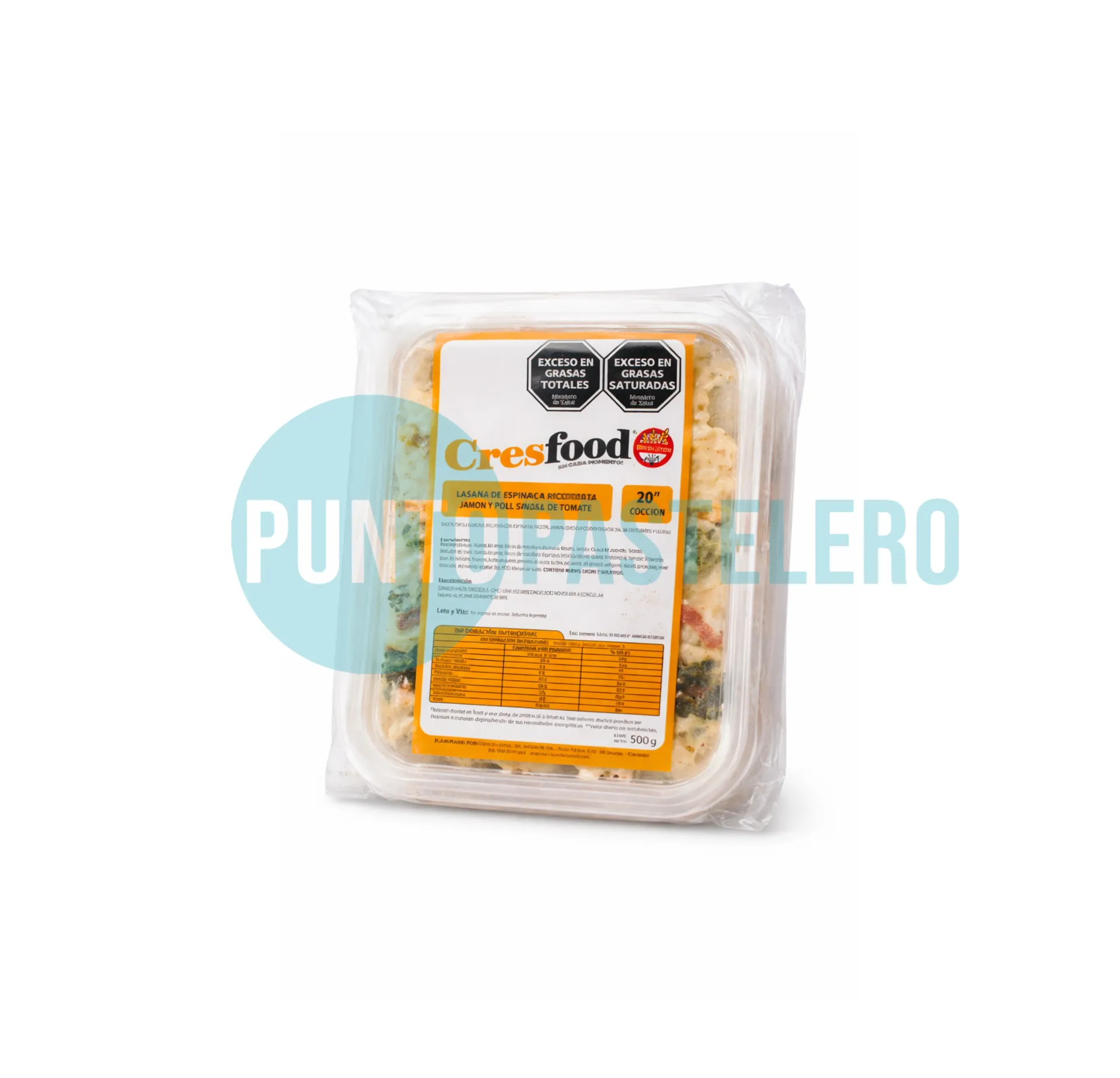 LASAÑA CRESFOOD DE ESPINACA JAMON QUESO Y RICOTTA (X 450 GR.) (SIN TACC)