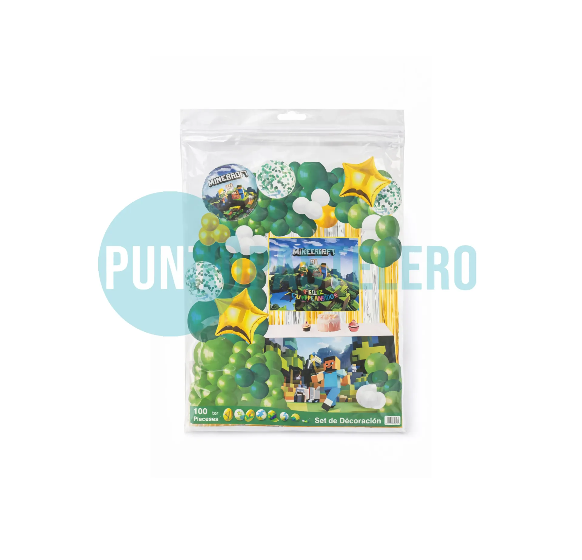 SET DE GLOBOS MINECRAFT (100 PIEZAS)