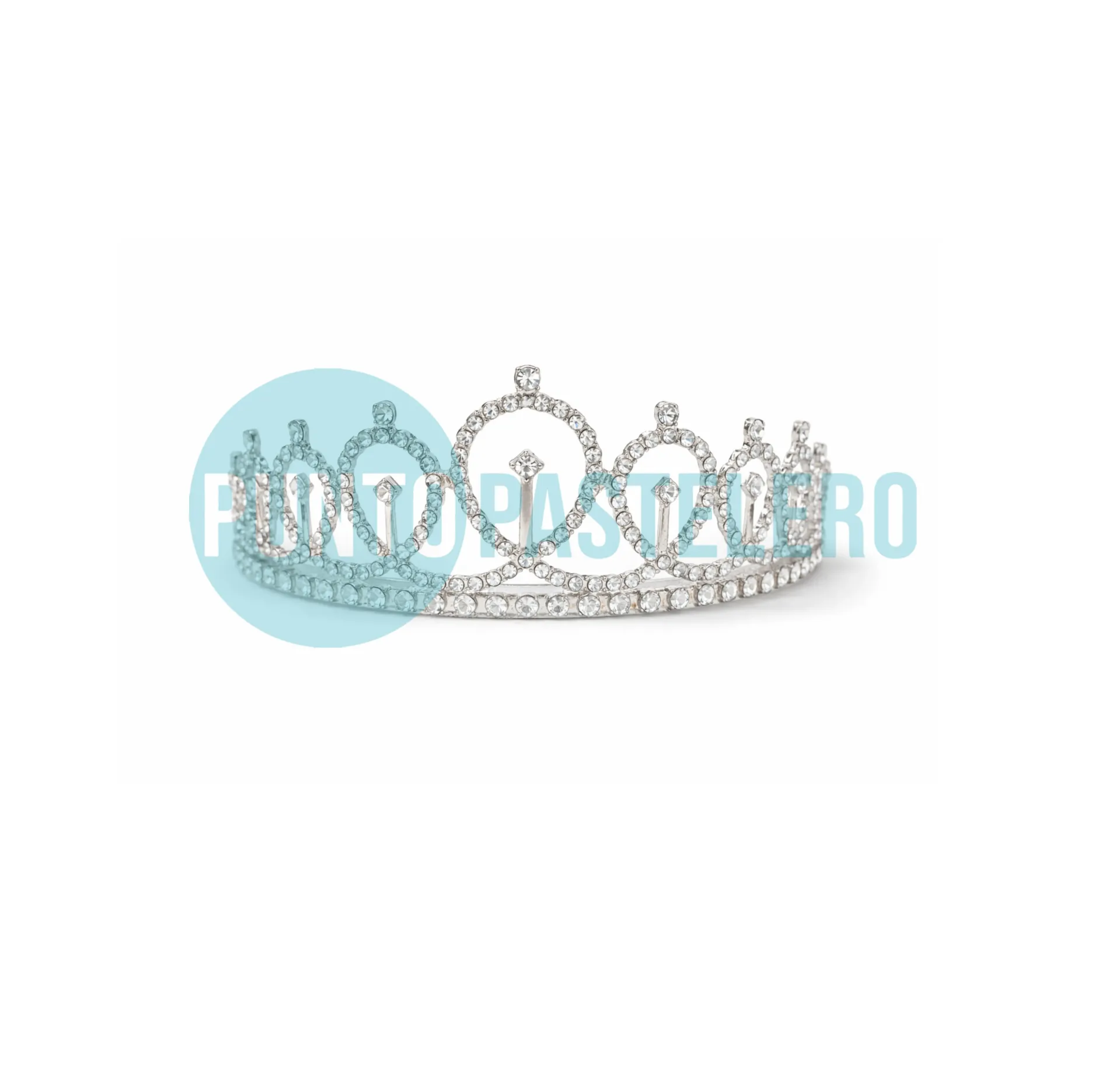 [6931748560027] TIARA CON STRASS DELUXE PLATEADA (ILC-AO143)