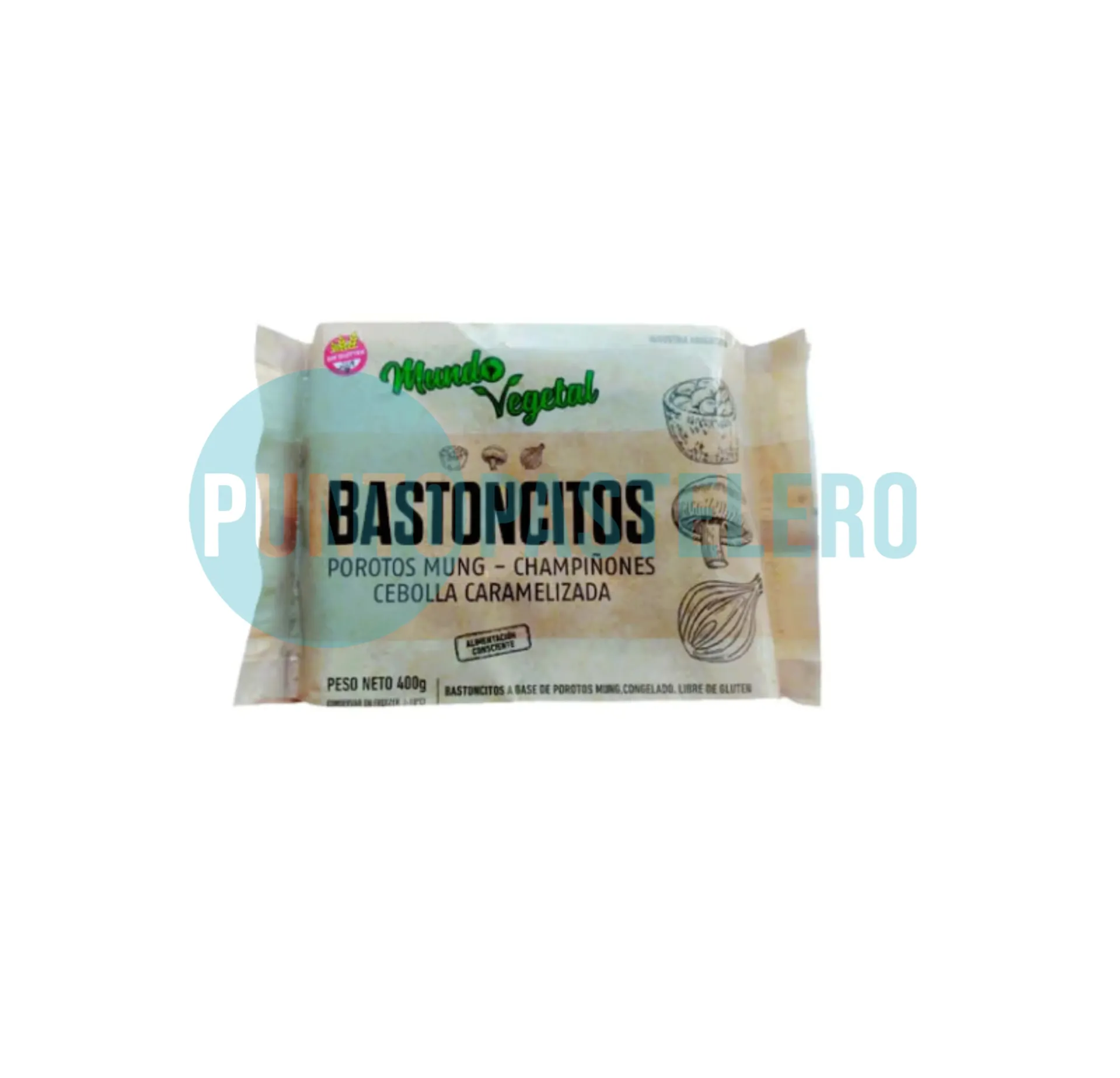 BASTONCITOS DE CHAMPIGNONES POROTOS MUNG Y CEBOLLA CARAMELIZADA MUNDO VEGETAL (SIN TACC)