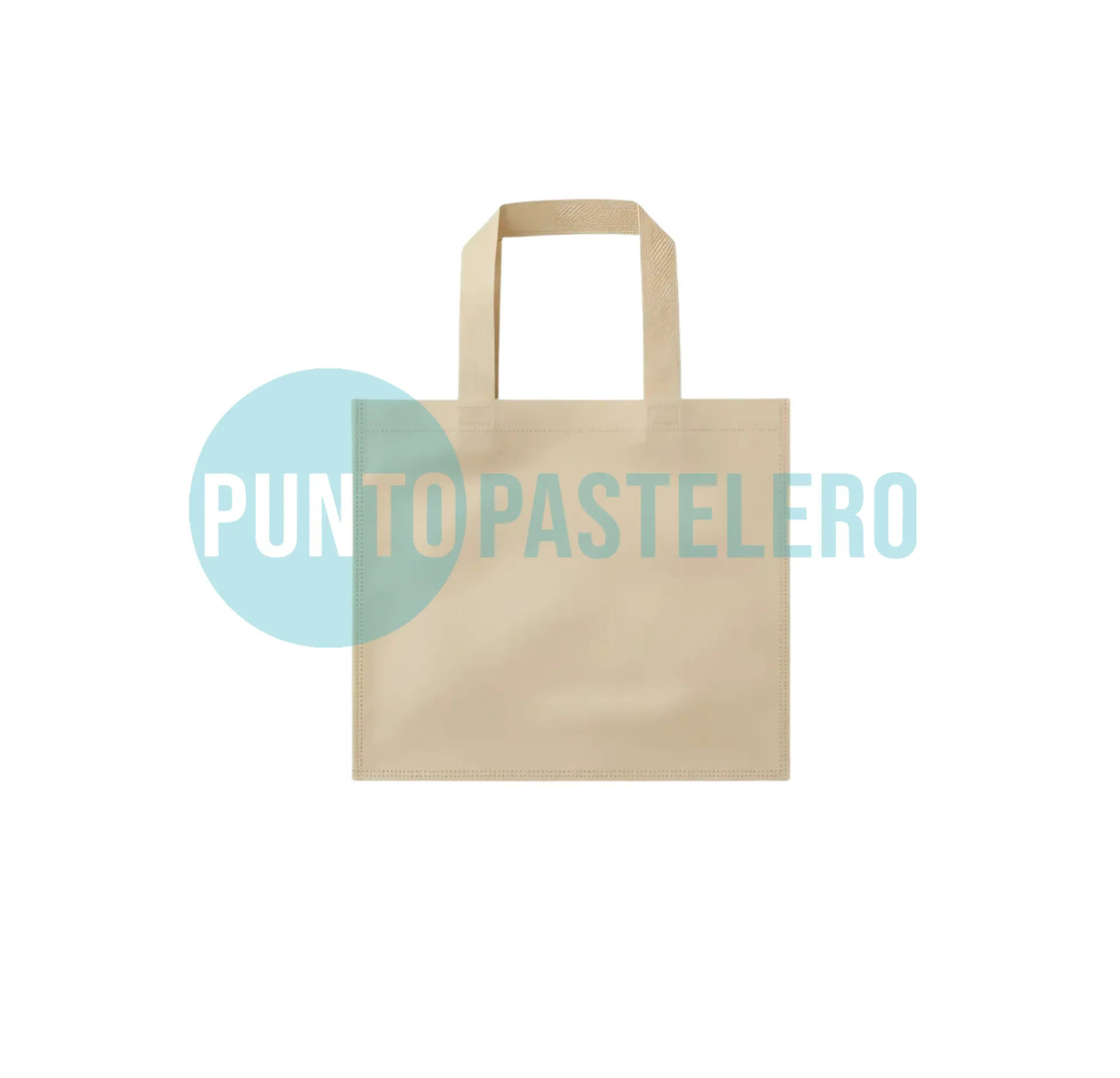 [3787] BOLSA DE TELA CON MANIJA BEIGE (30 X 30 CM.) [2 BIS]