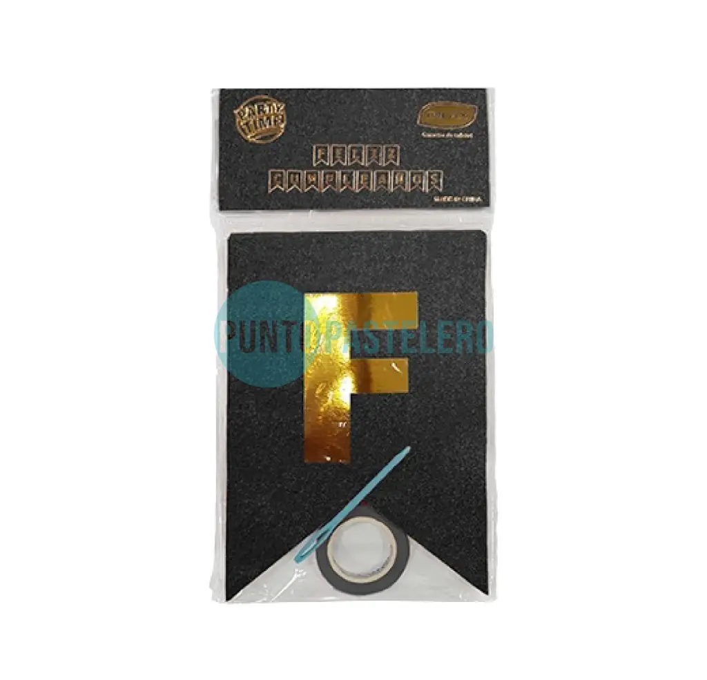 BANDERIN FELIZ CUMPLEAÑOS GLITTER NEGRO