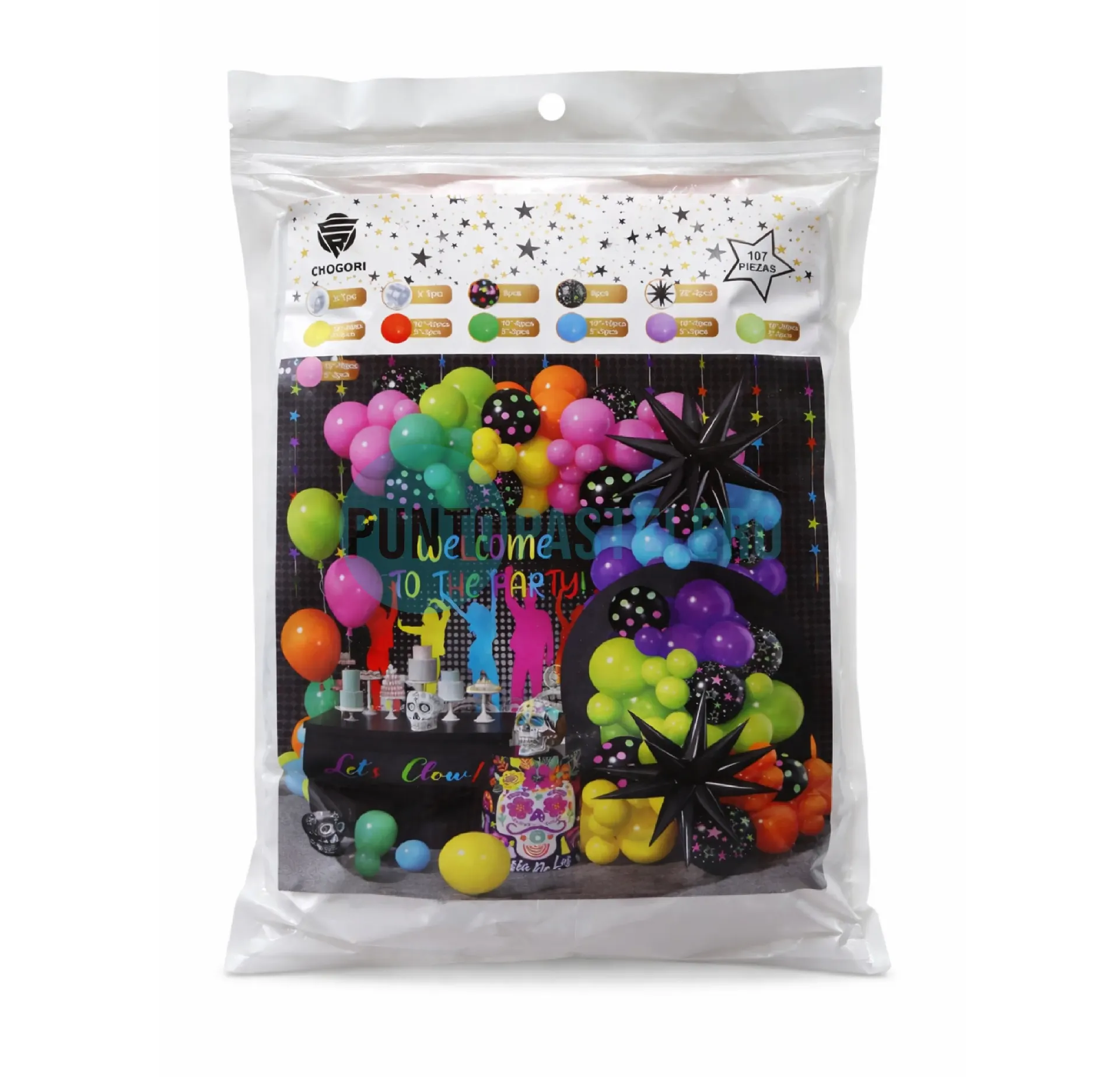 SET DE GLOBOS WELCOME TO THE PARTY FLUO (107 PZ)
