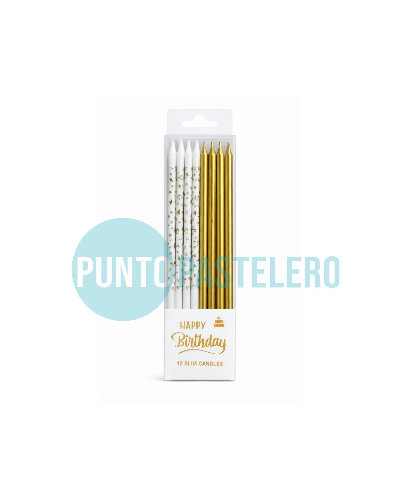 PACK VELAS DORADO - BLANCO (ESTRELLITAS) (12 U.)