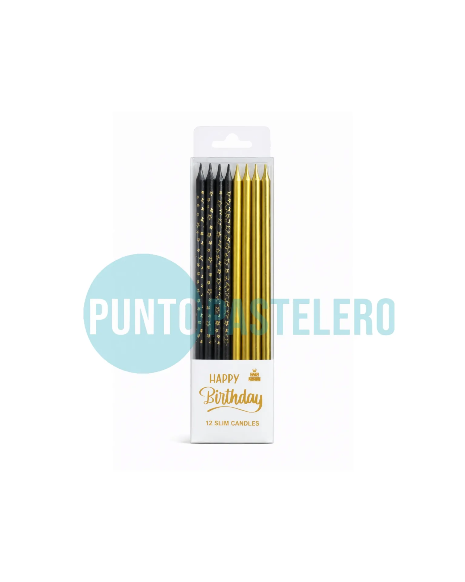PACK VELAS DORADO - NEGRO (ESTRELLITAS) (12 U.)