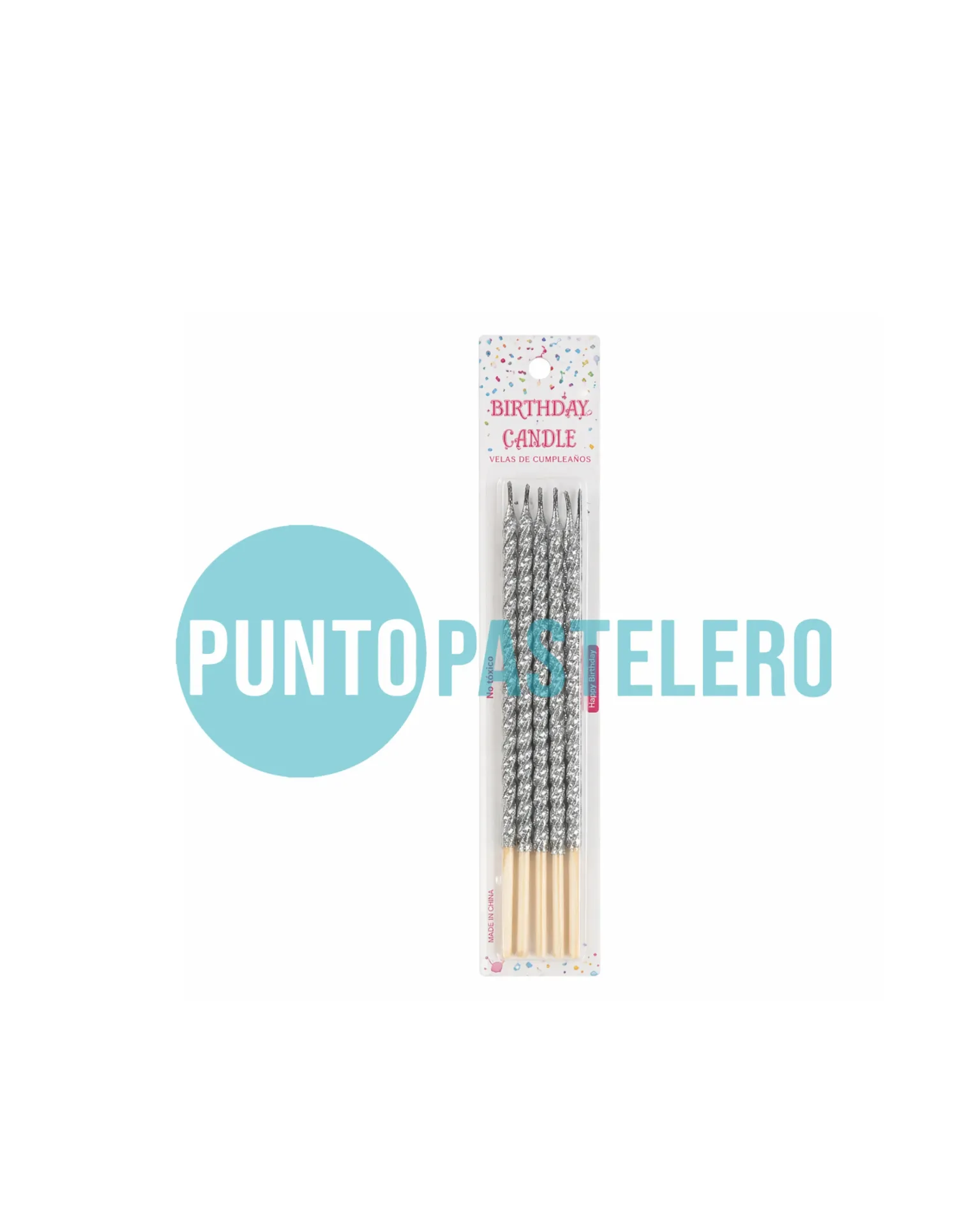 [9125681419031P] PACK VELAS LARGAS METALIZADAS PLATEADAS (X 6 U.)