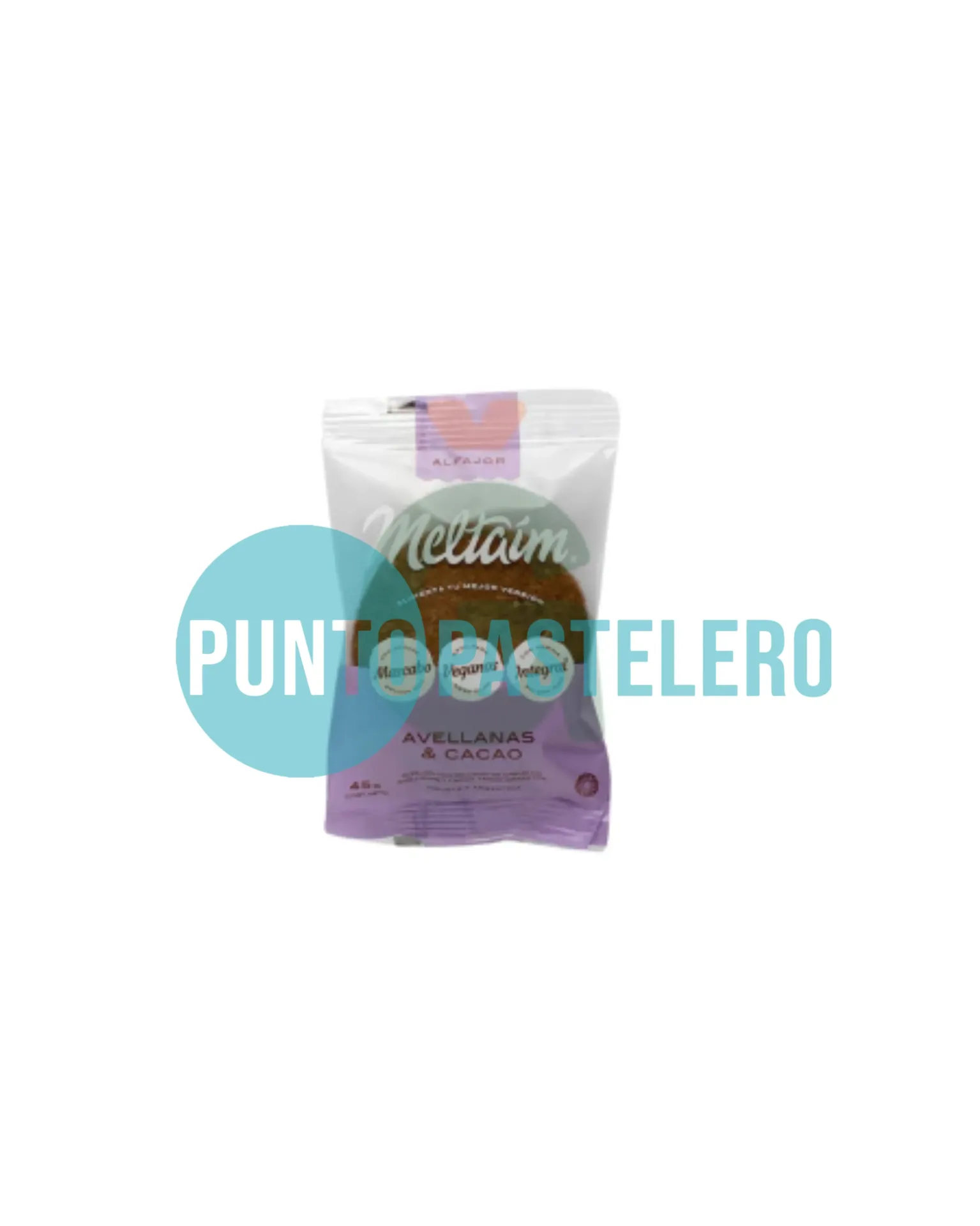 ALFAJOR CACAO Y ALGARROBA CON CREMA DE AVELLANAS MELTAIN AZUL (X 55 GR.) (VEGANO)