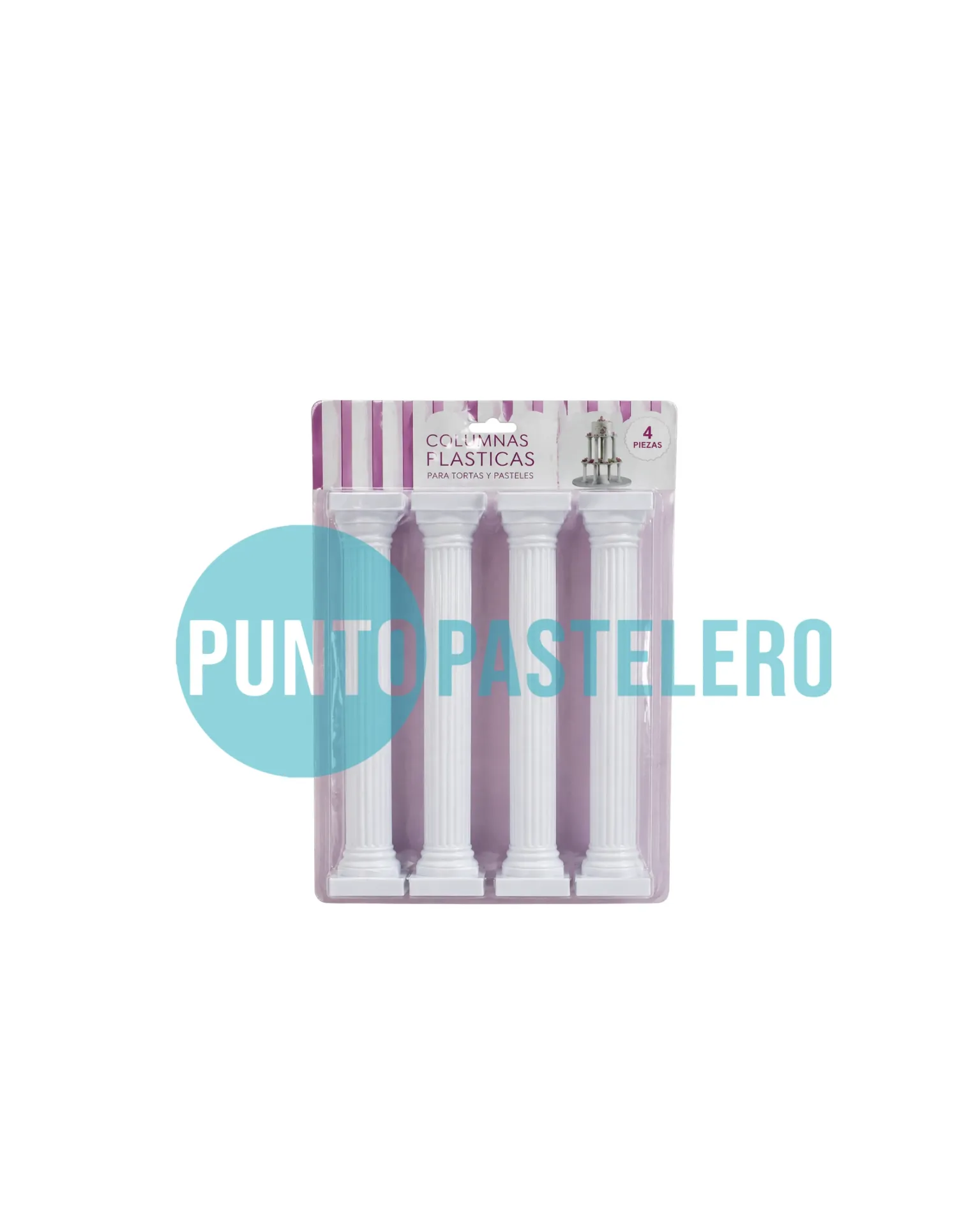 [6900888886243] COLUMNA PLASTICA PARA TORTA (12.5X3CM) (4 U.)