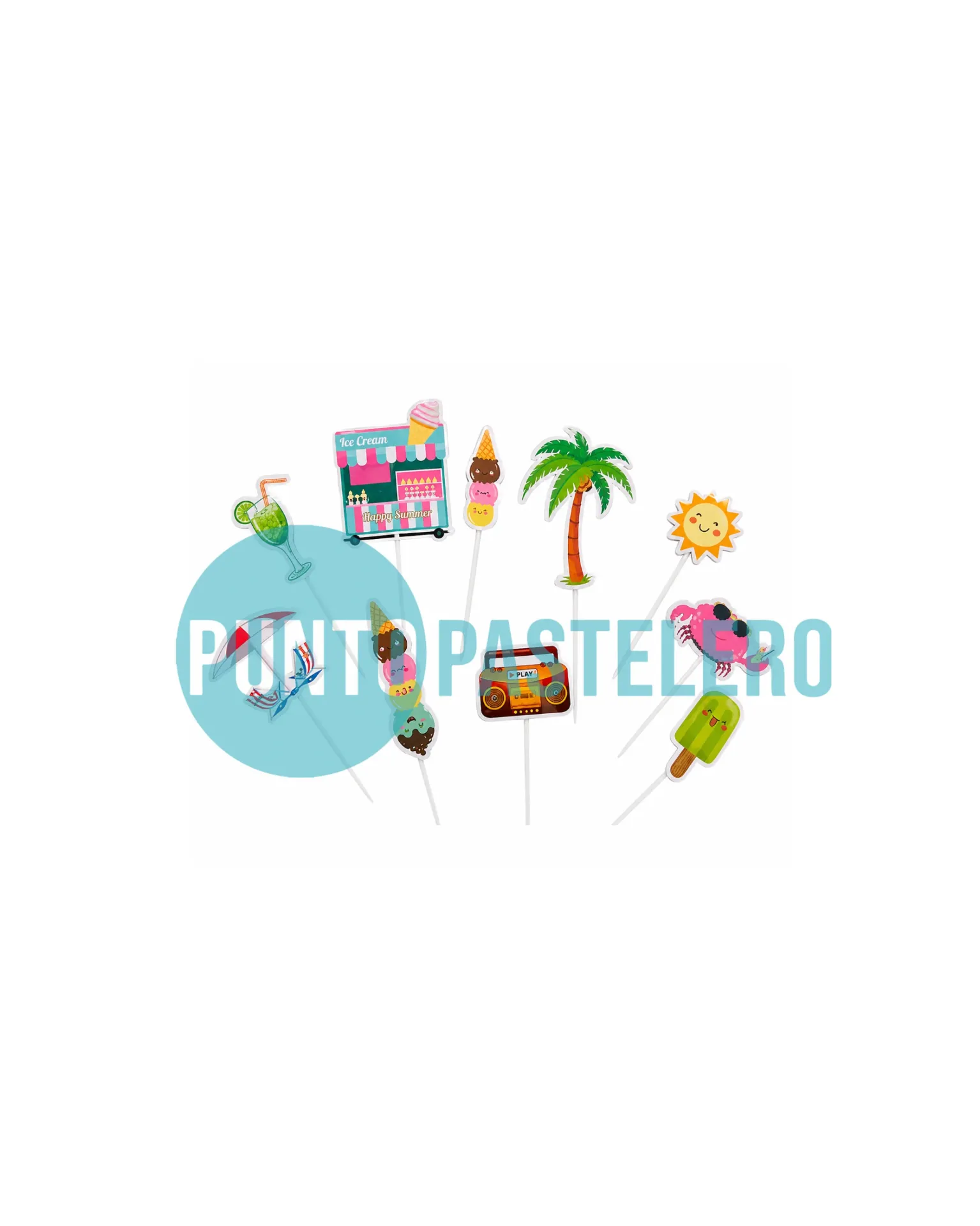 SET ADORNO PARA TORTA VERANO (10 PZ) (1598-3)