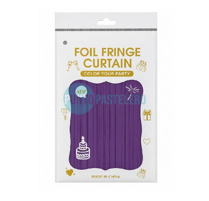 CORTINA MORADO PASTEL FOIL FRINGE (1 X 2 MT.)