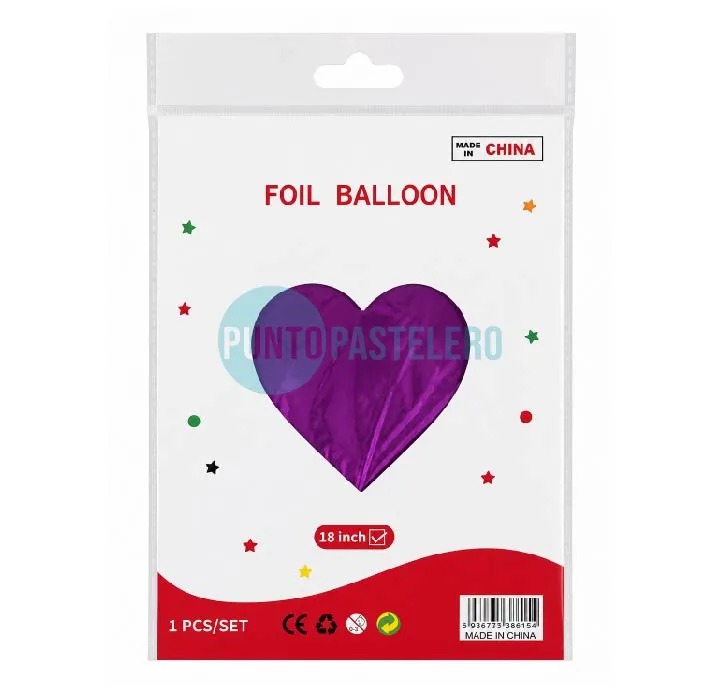 GLOBO METALIZADO CORAZON FUCSIA (40 CM)