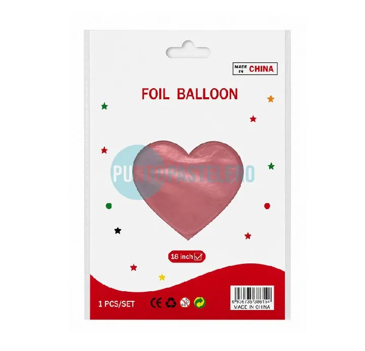 [00124341] GLOBO METALIZADO CORAZON ROSA (40 CM)