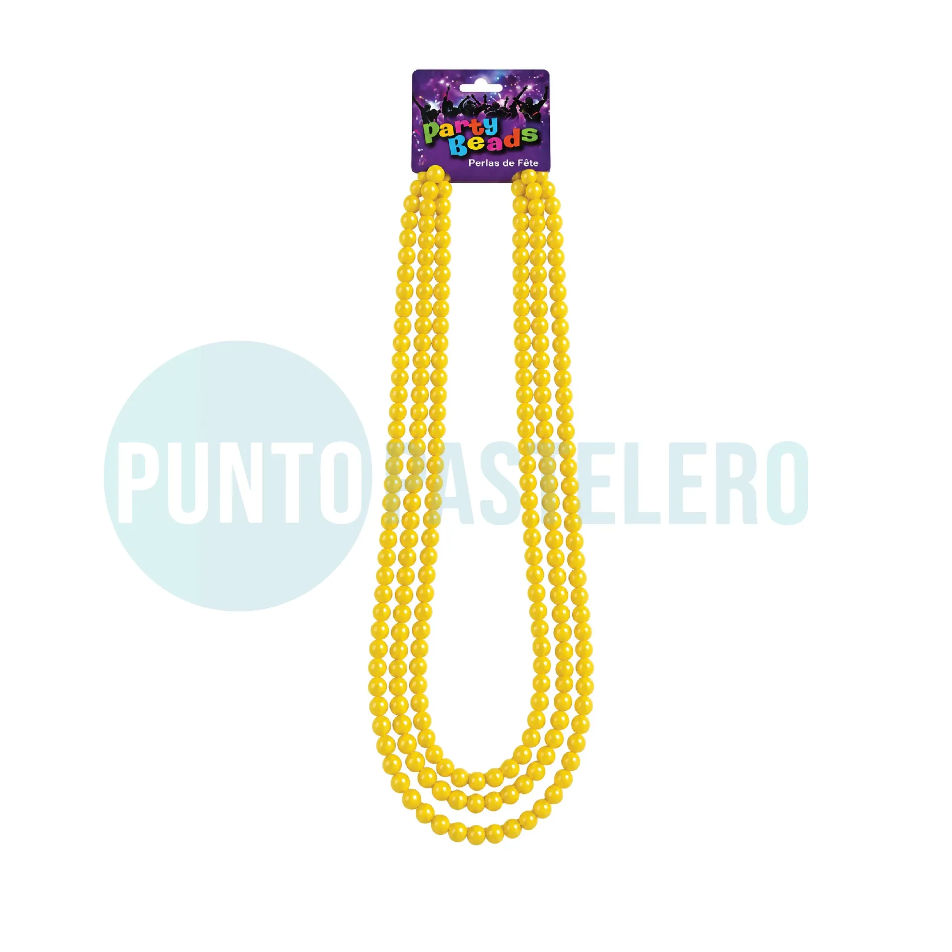 [00122943] COLLAR DE PERLAS PLASTICAS AMARILLAS (6 U.)