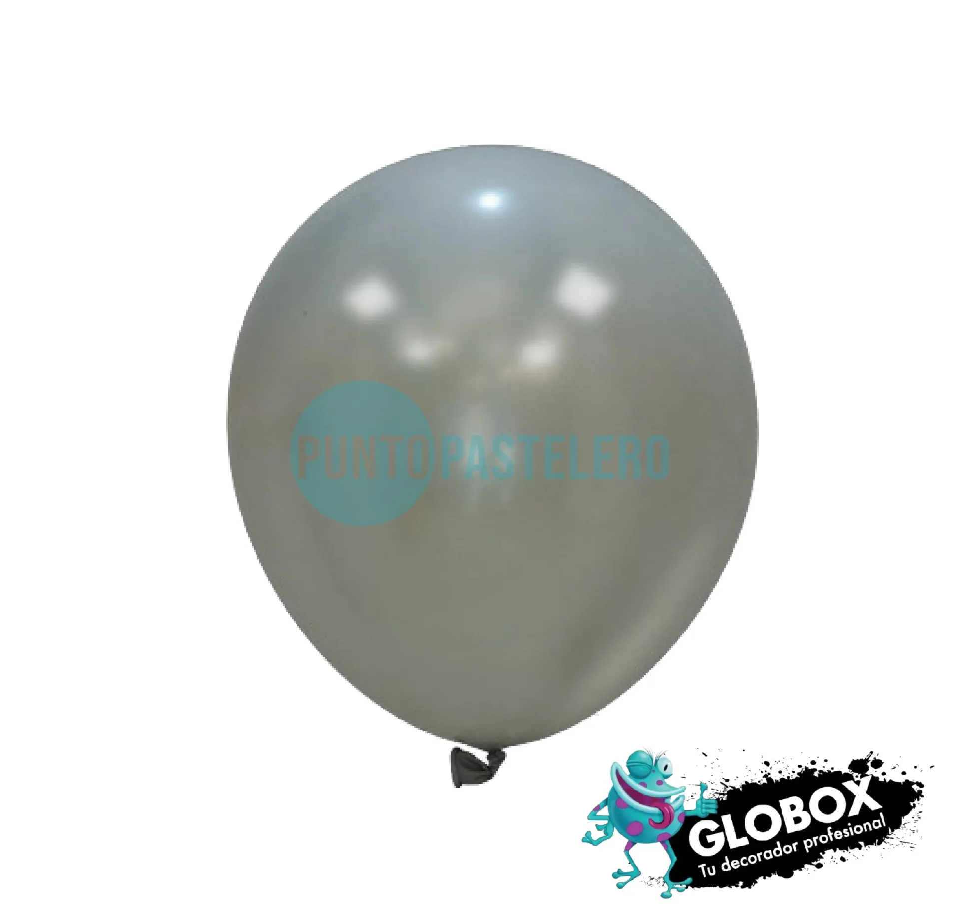 PACK GLOBO GLOBOX LISO 12" GRIS PERLA (X 10 U.)