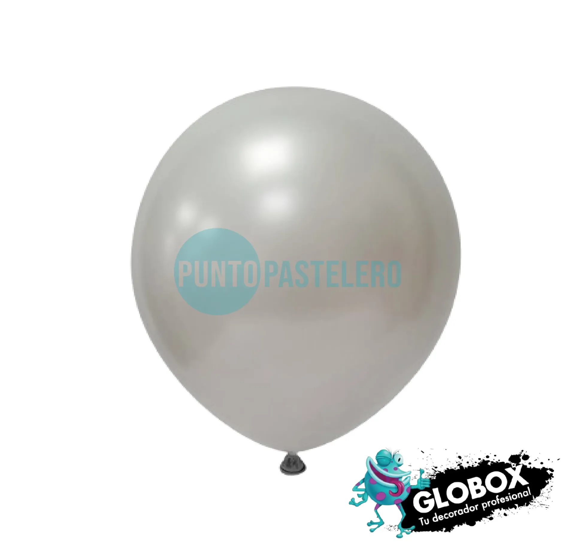 PACK GLOBO GLOBOX PERLADO 12" PLATEADO (X 10 U.)