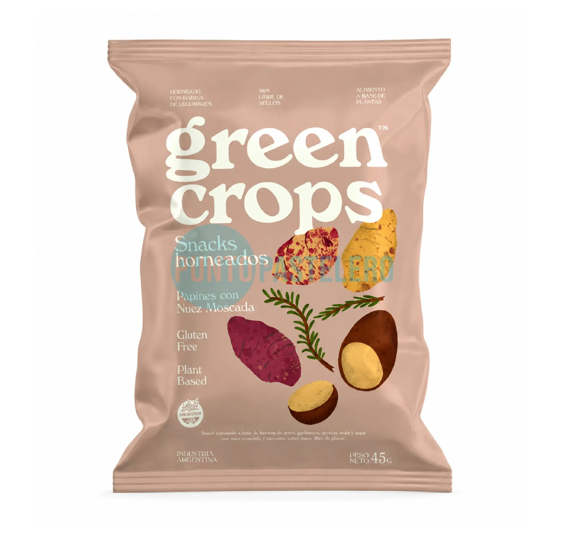 GREEN CROPS SNACK PAPINES CON NUEZ MOSCADA (X 45 GR.) (SIN TACC)