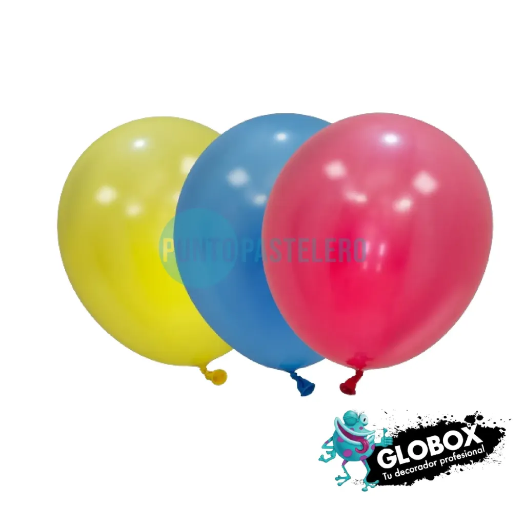 PACK GLOBO GLOBOX LISO 12" MULTICOLOR (X 10 U.)