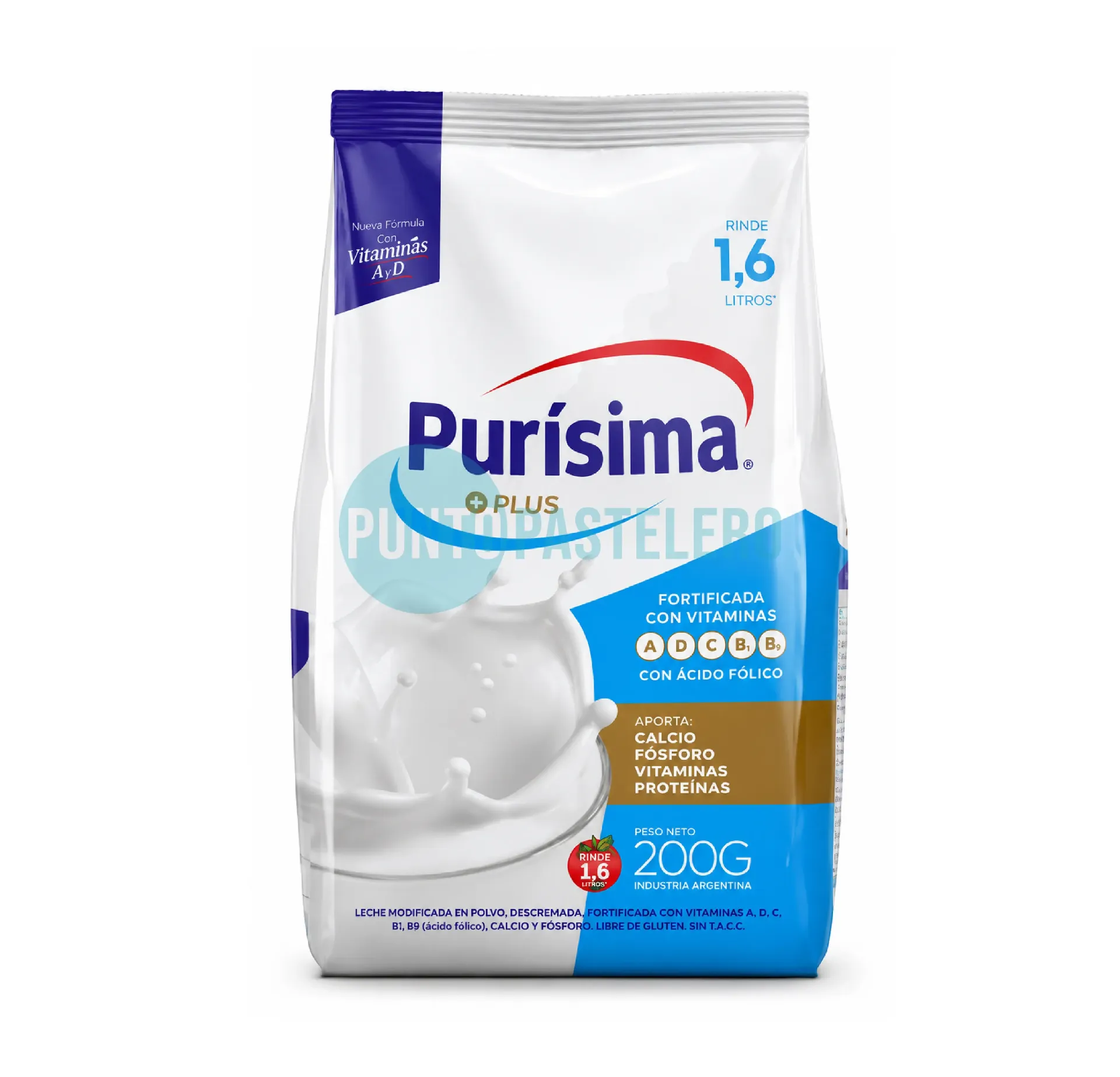 LECHE EN POLVO PURISIMA ENTERA EN POLVO (X 200 GR.)