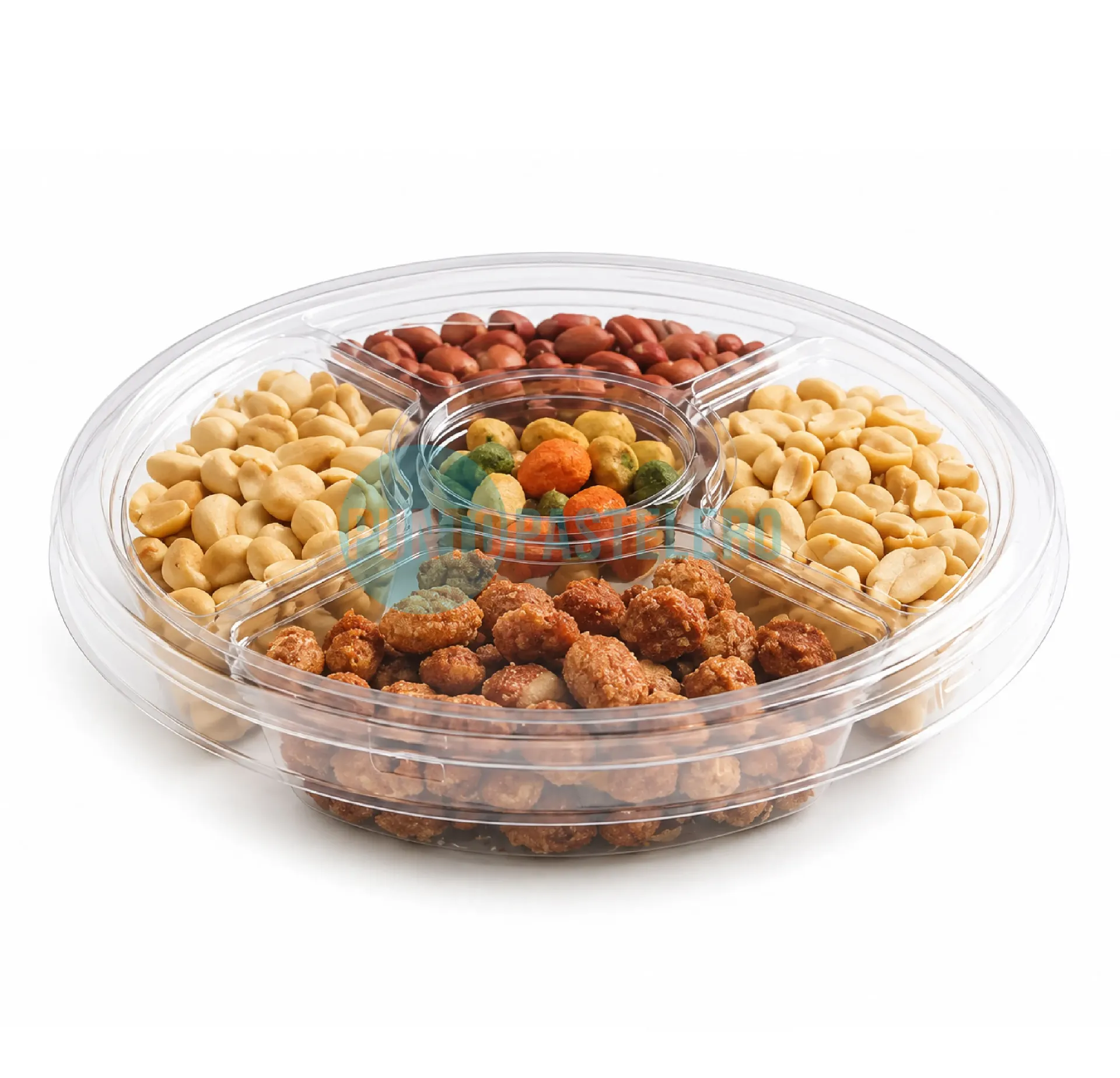BANDEJA PARA PICADA CON DIVISIONES TRANSPARENTE (G540) (19X4 CM)