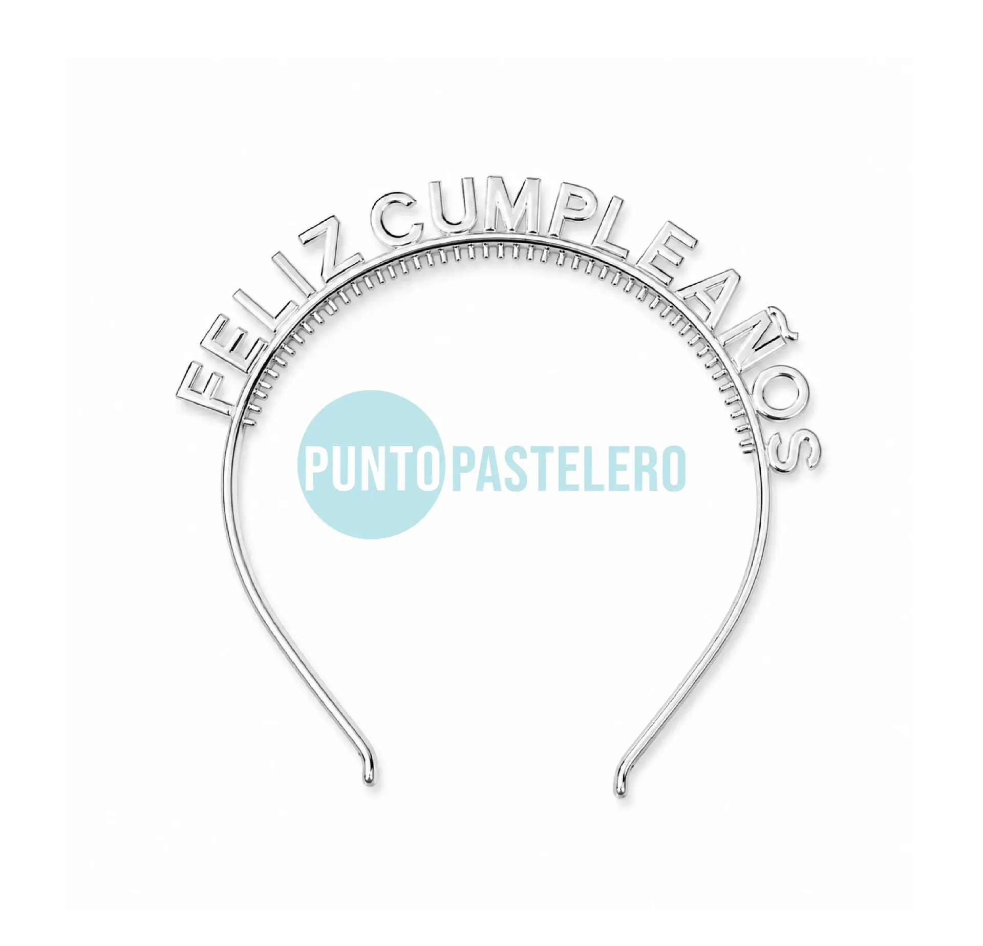 VINCHA FELIZ CUMPLE METALIZADA (PLATA)