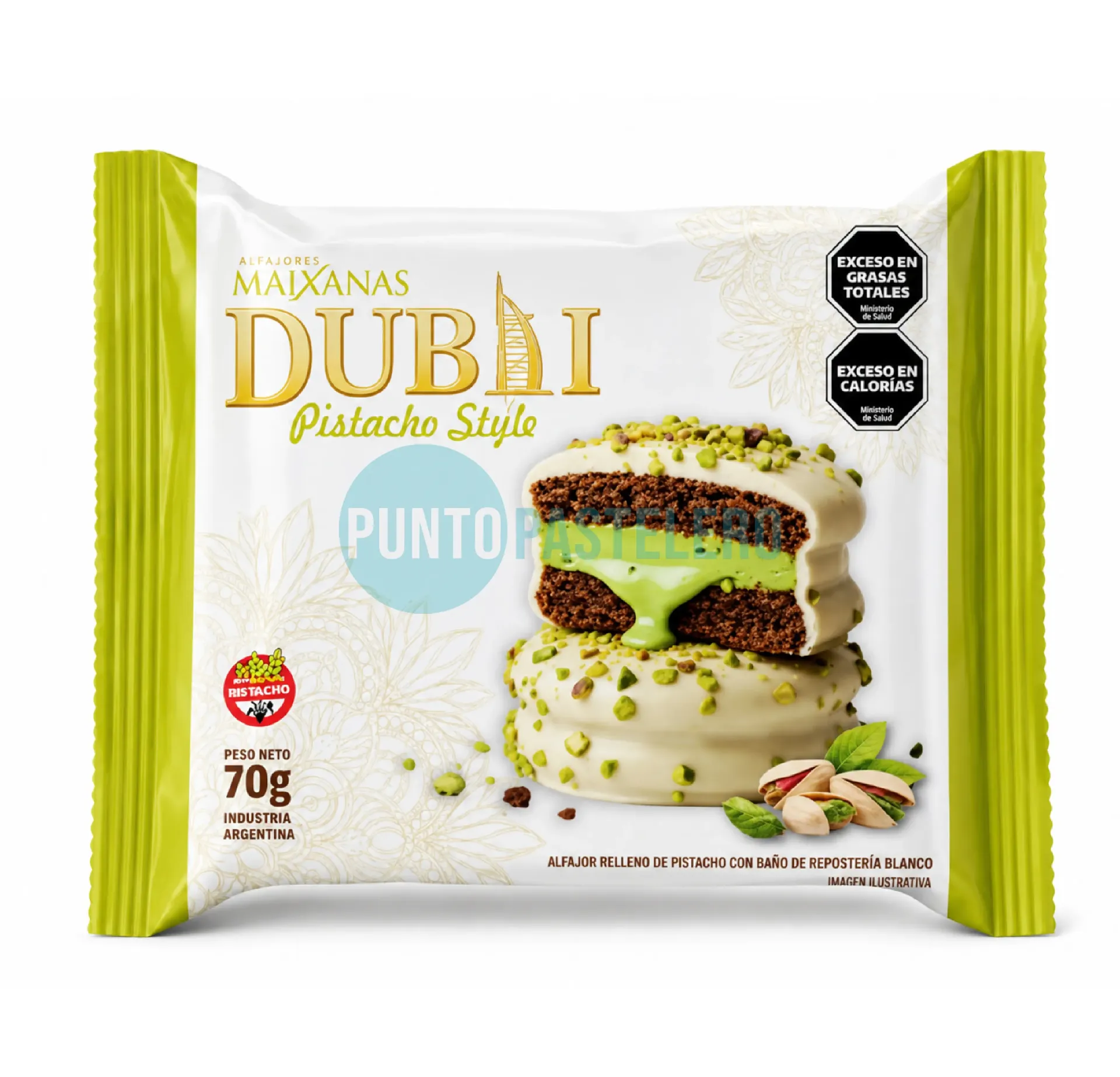 [7798184720854] ALFAJOR DUBAI PISTACHO STYLE (X 70 GR.)