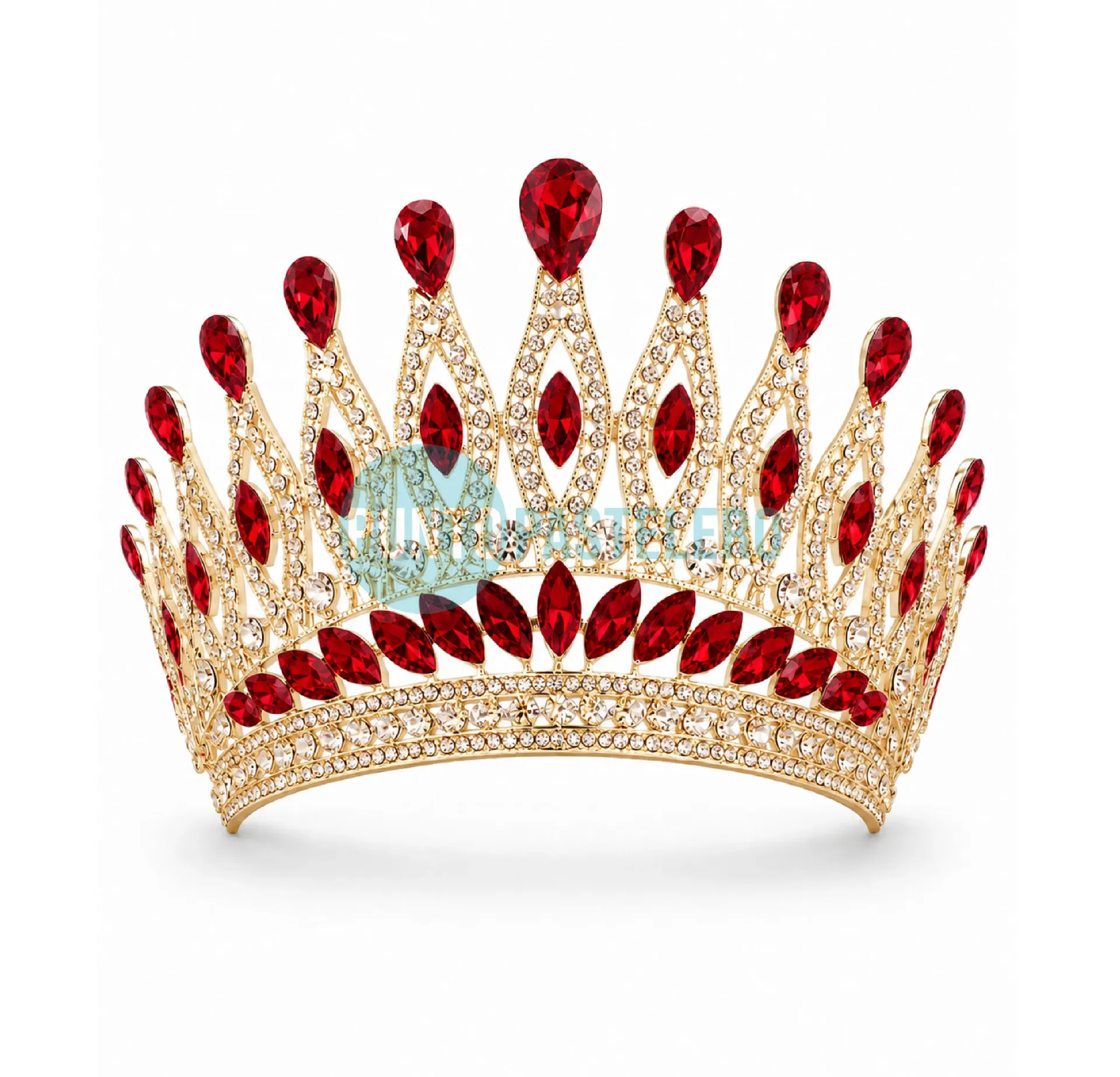 CORONA PREMIUM DORADA GEMAS Y STRASS COLOR (18X9 CM)