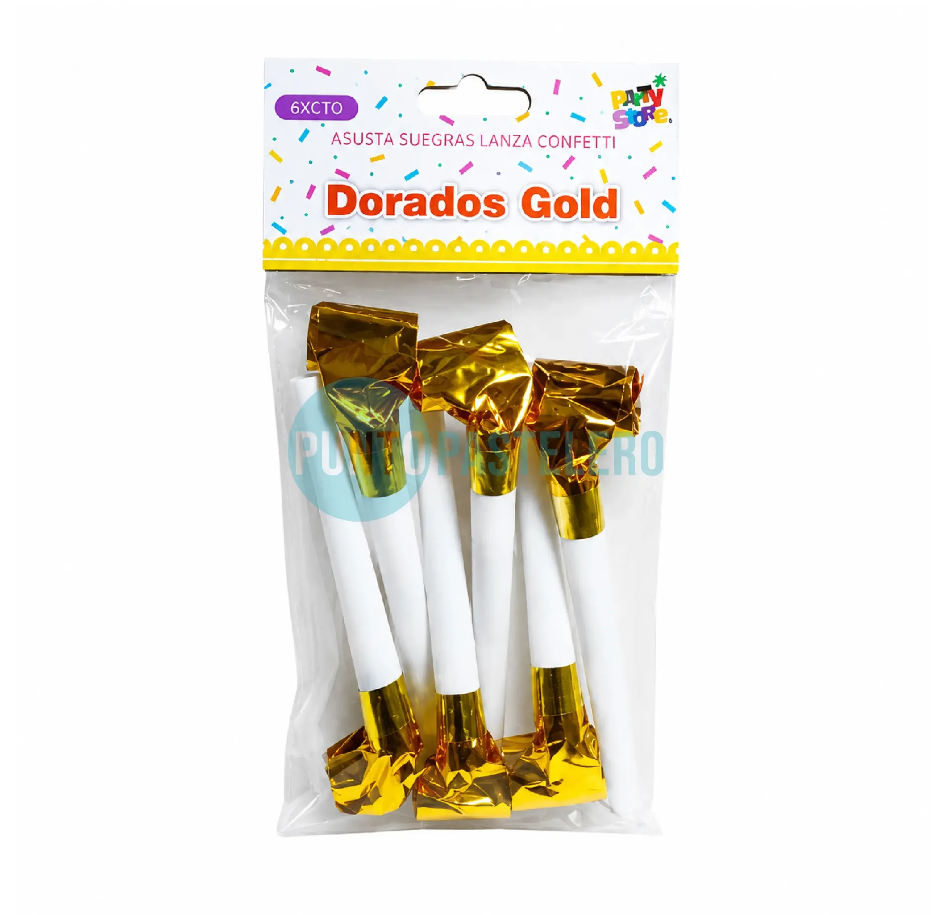 ASUSTA SUEGRAS LANZA CONFETTI GOLD (X 6 U.) (PARTY STORE)