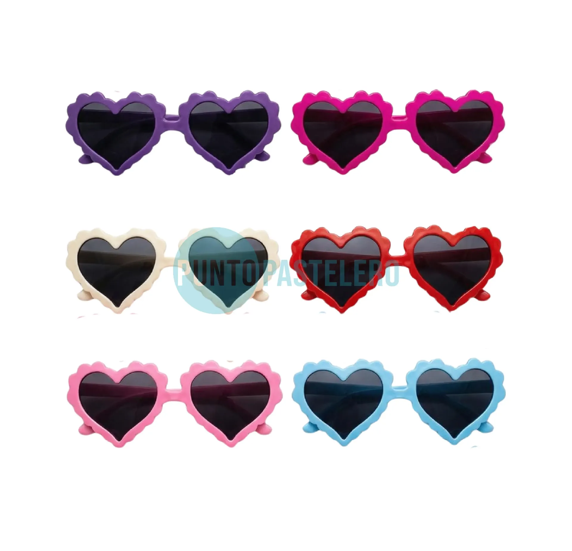 ANTEOJOS CORAZON PLASTICO CON BORDE FLOREADO (SURTIDOS)