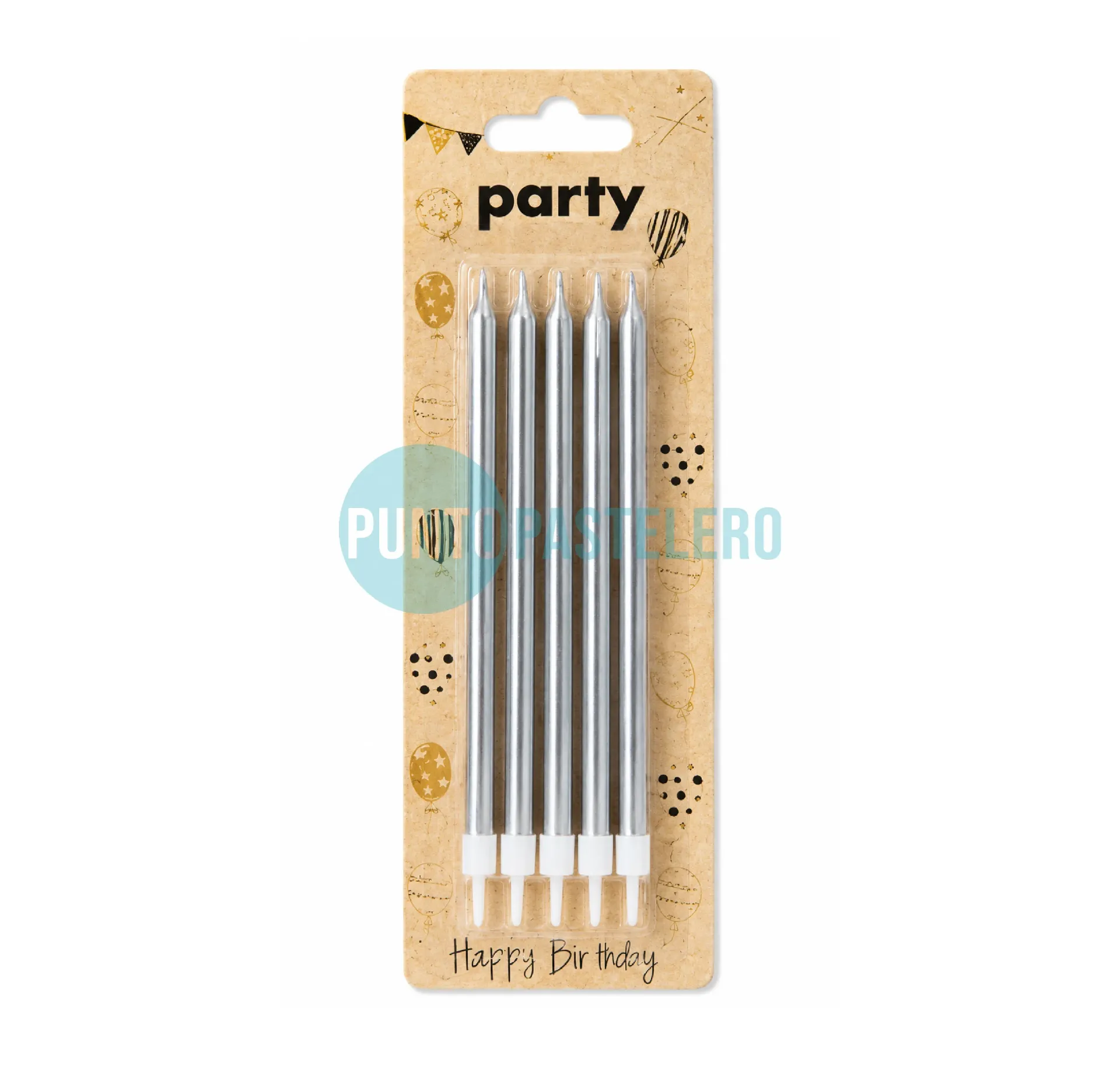 PACK VELA PLATEADA LARGE 19 CM (X 6 U.)