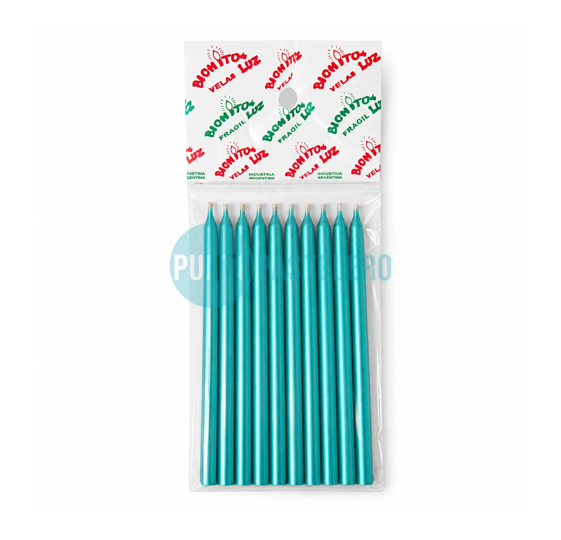 VELA PERLADA 10 CM TURQUESA (X 10 U.)