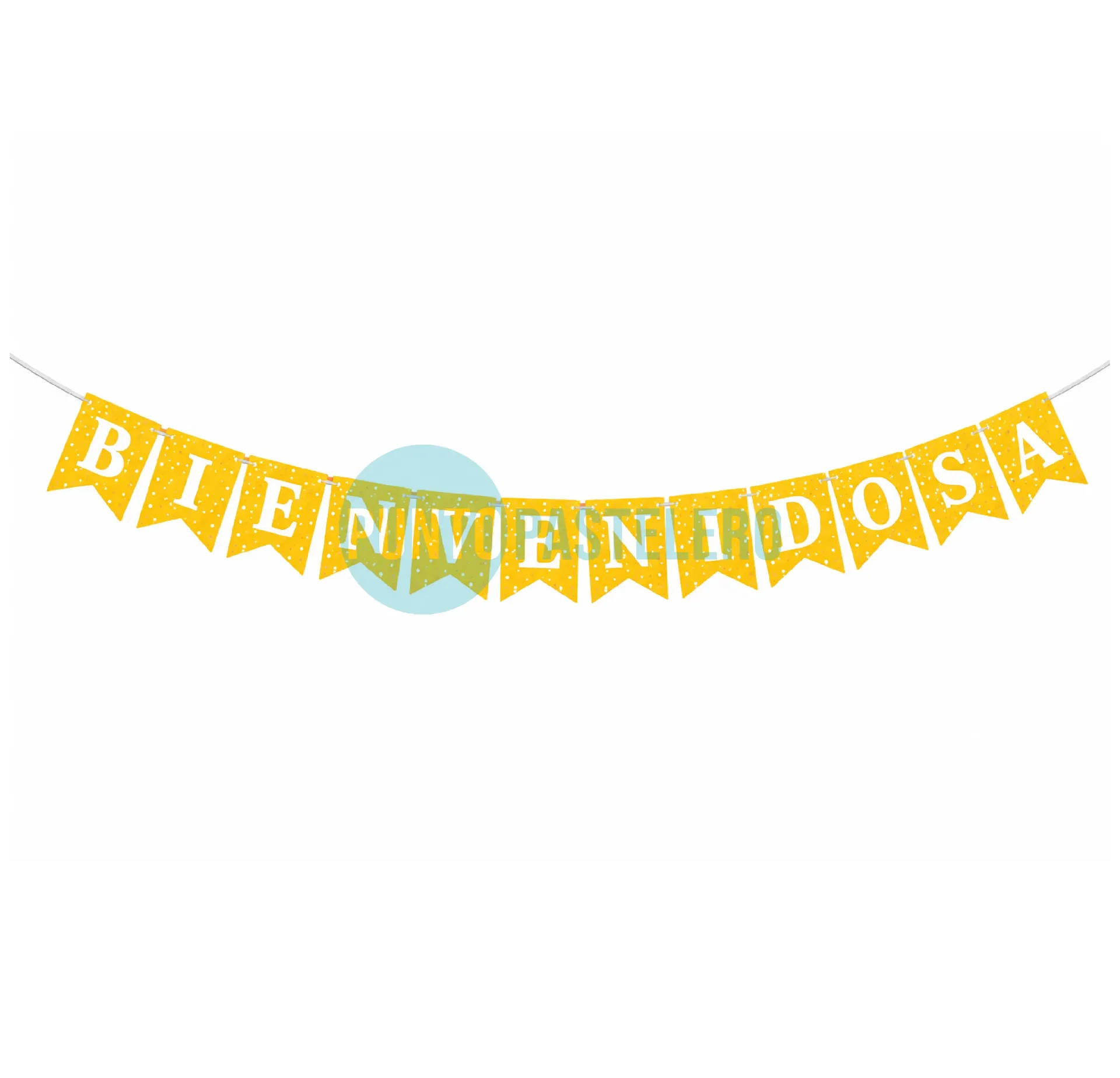 BANDERIN BIENVENIDOS/A DORADO GLITTER (PARTY STORE)