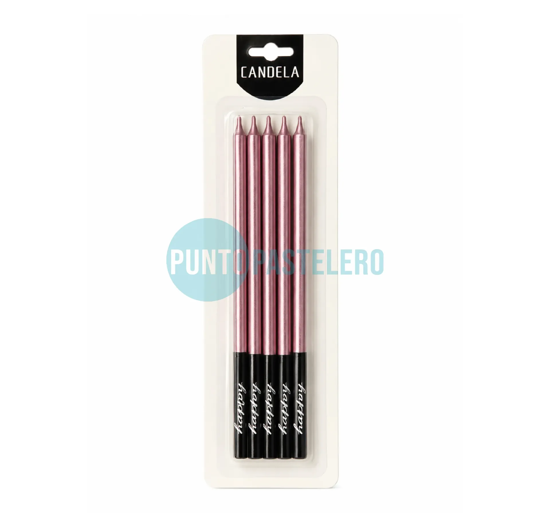 PACK VELAS LARGAS METALIZADAS ROSA (X 6 U.)