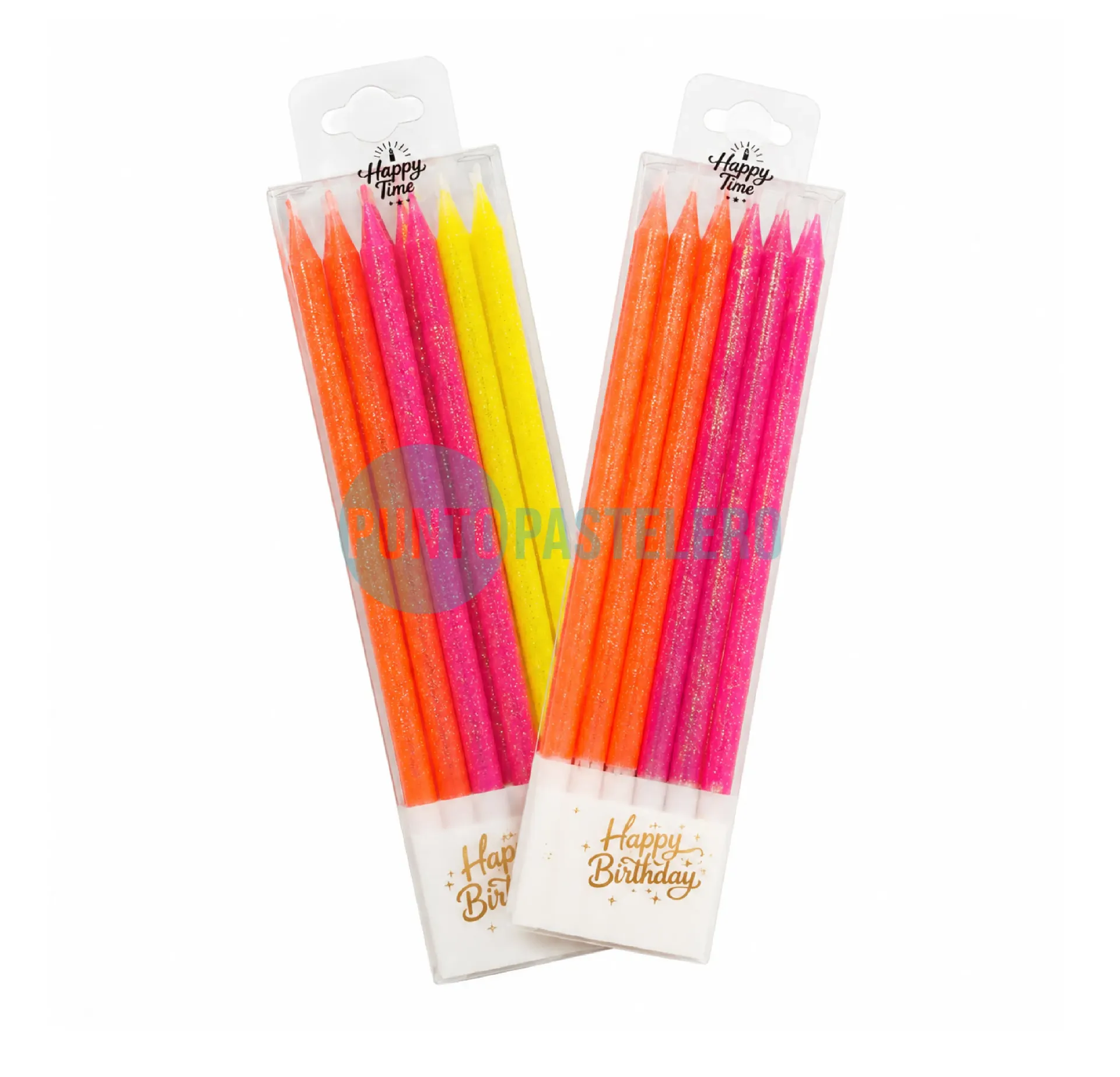 VELAS "FLUO PARTY" COLORES SURTIDOS (X 12 U.)