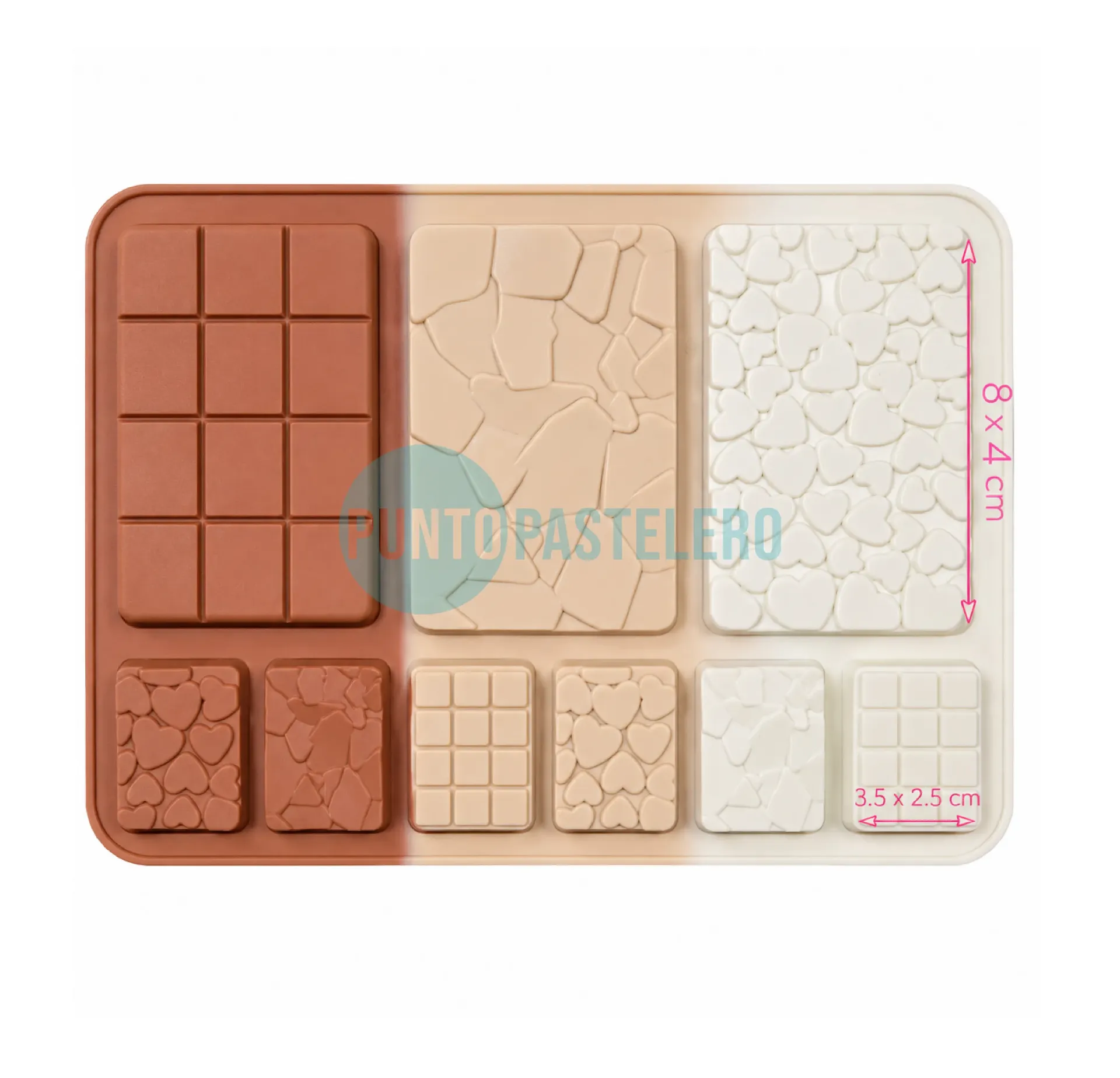 MOLDE SILICONA 3 TABLETAS DE CHOCOLATE + 6 CHICAS (13C5) [P]