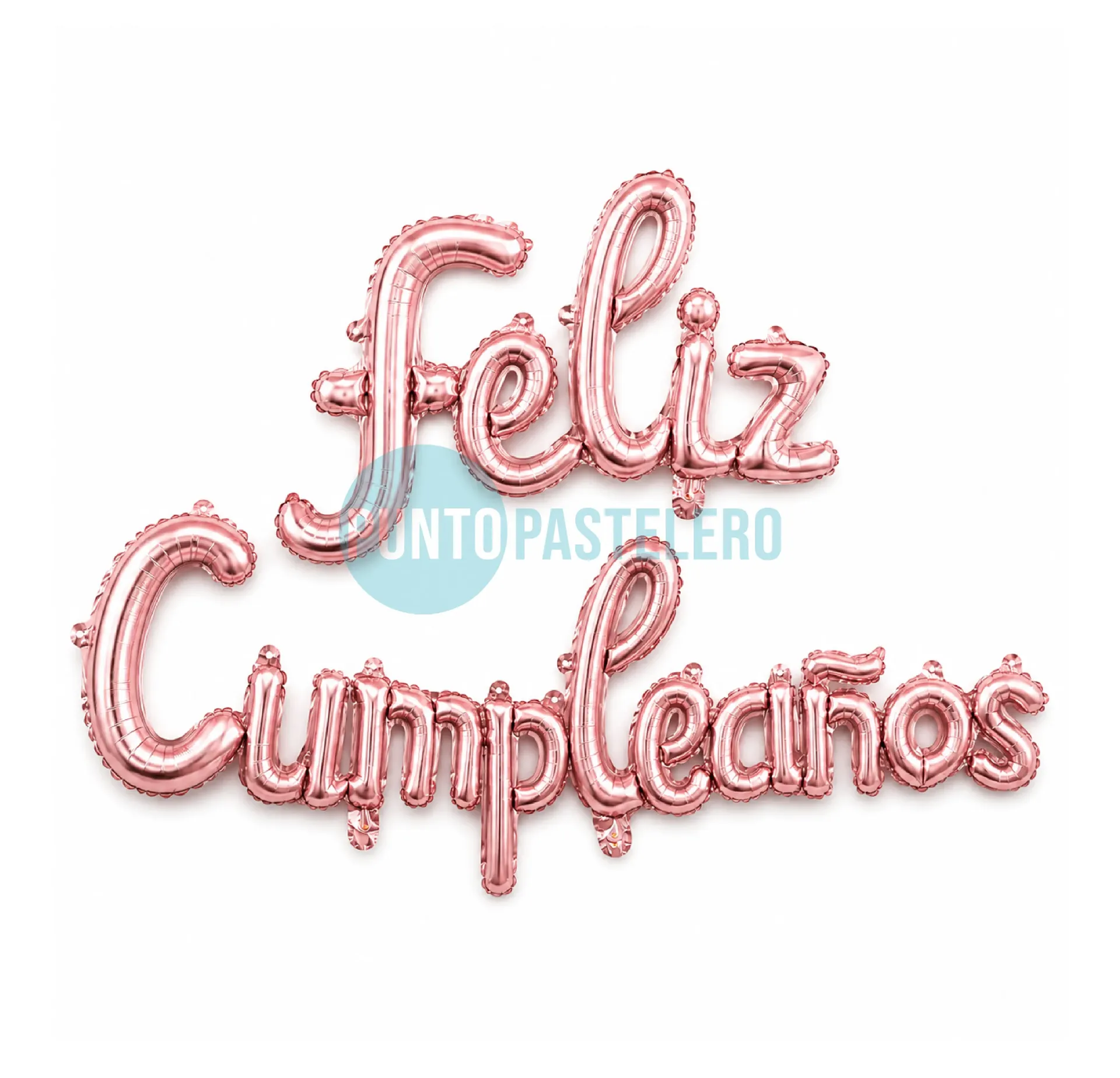 [00107391R] GLOBO METALIZADO "FELIZ CUMPLEAÑOS" CURSIVA ROSA GOLD