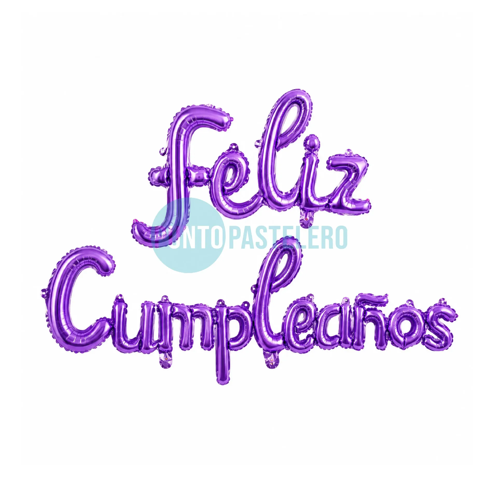 [00107391V] GLOBO METALIZADO "FELIZ CUMPLEAÑOS" CURSIVA VIOLETA
