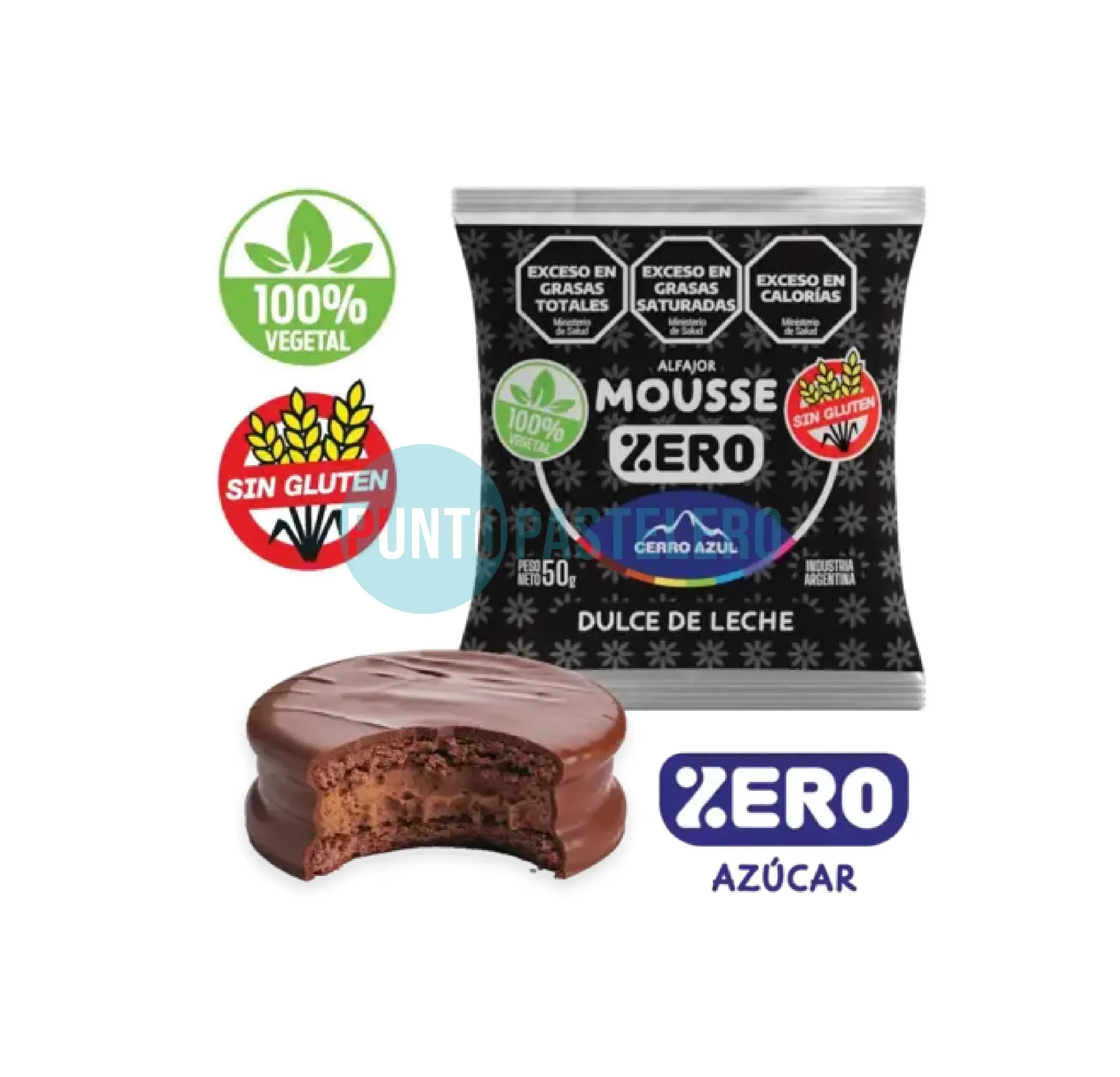 [7798161301151] ALFAJOR VEGANO MOUSSE DULCE DE LECHE CERRO AZUL (X 55 GR.) (SIN TACC) (SIN AZUCAR)