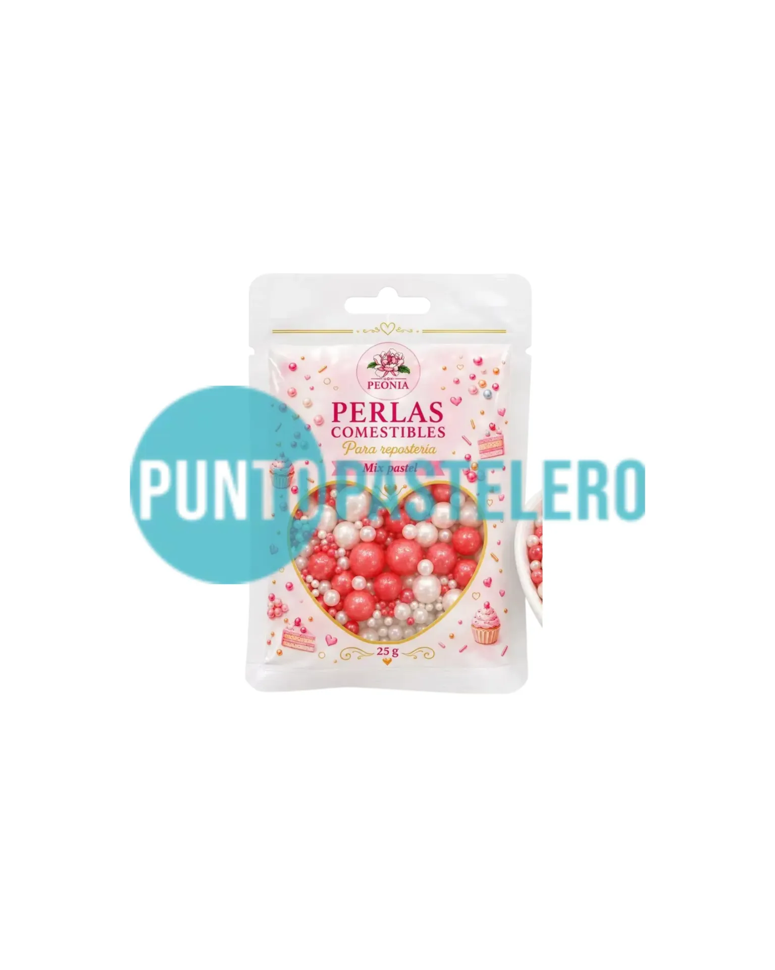 PERLAS COMESTIBLES BRILLO ROJO Y BLANCO (25 GR)