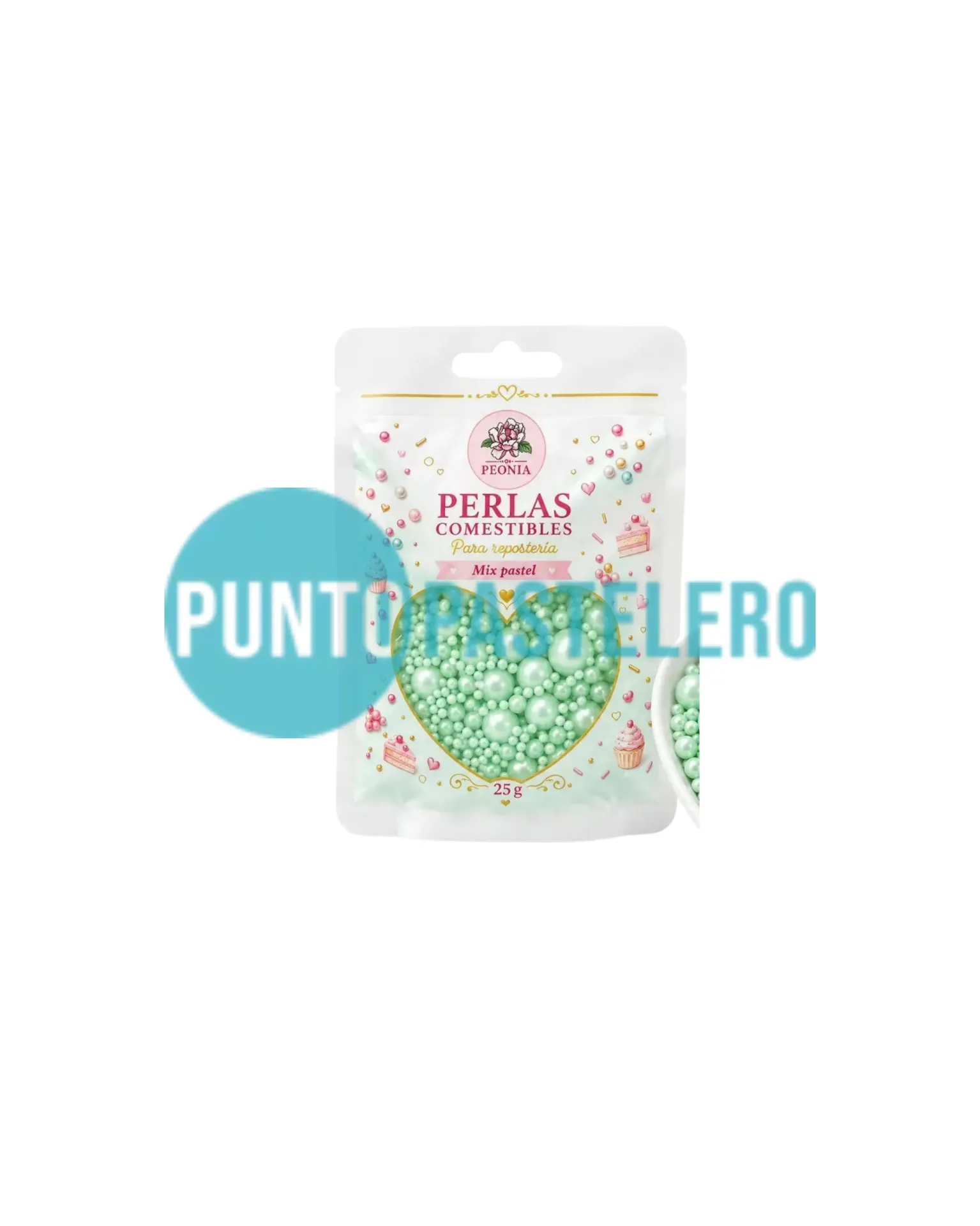 PERLAS COMESTIBLES BRILLO VERDE AGUA (25 GR)