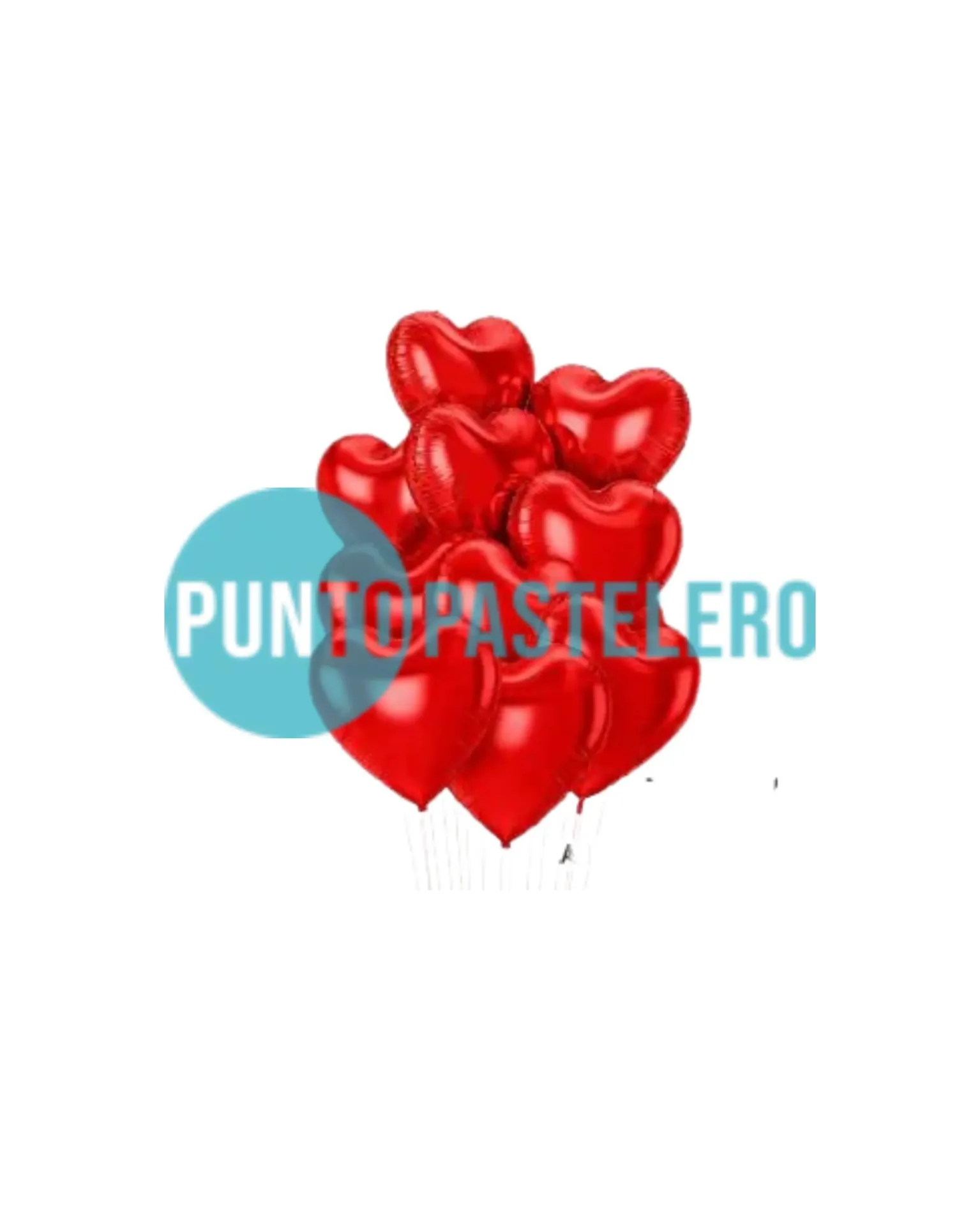 SET GLOBOS METALIZADO CORAZON ROJO (X 10 U.)