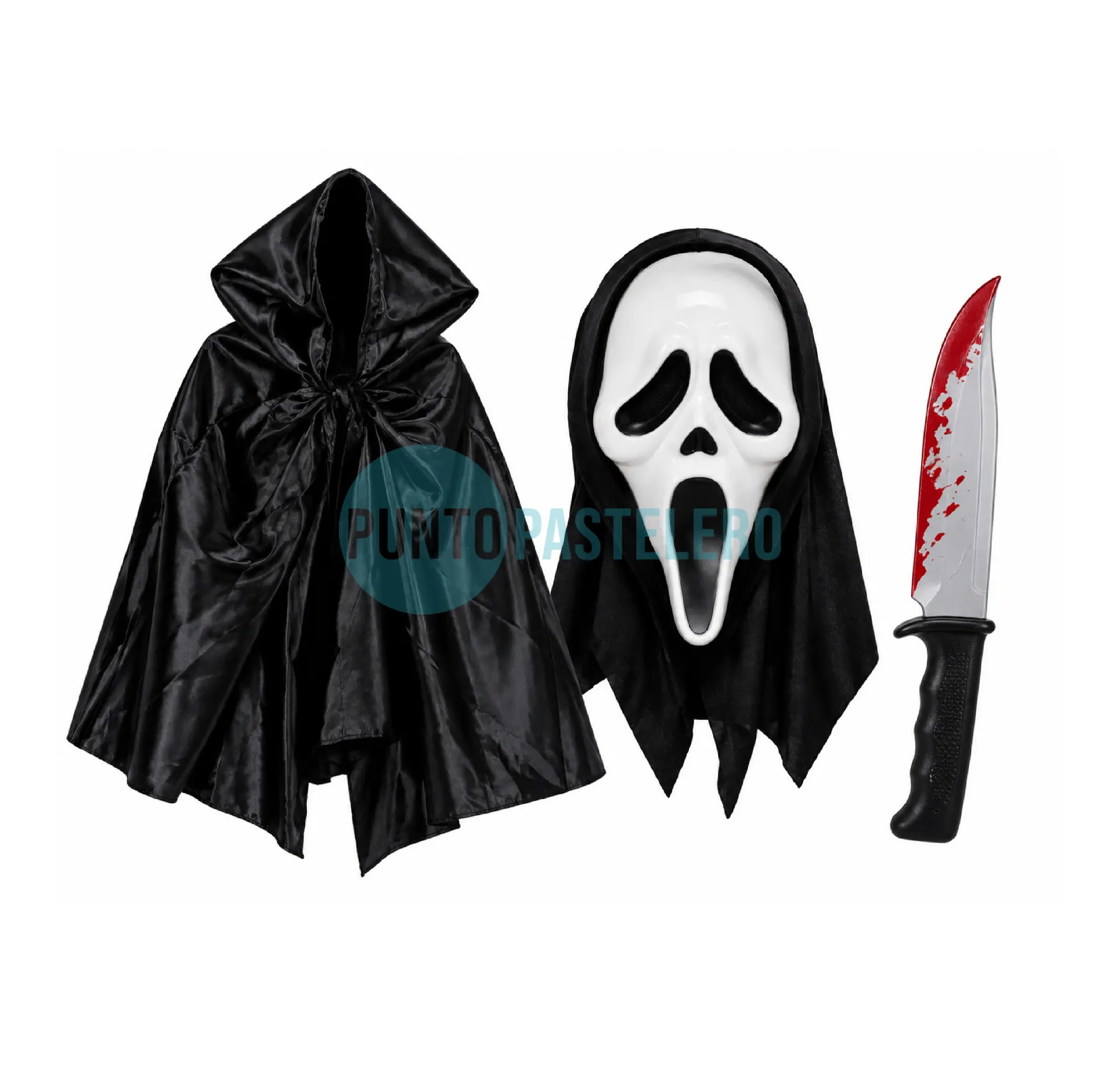 SET DISFRAZ SCREAM (CAPA-MASCARA-CUCHILLA)